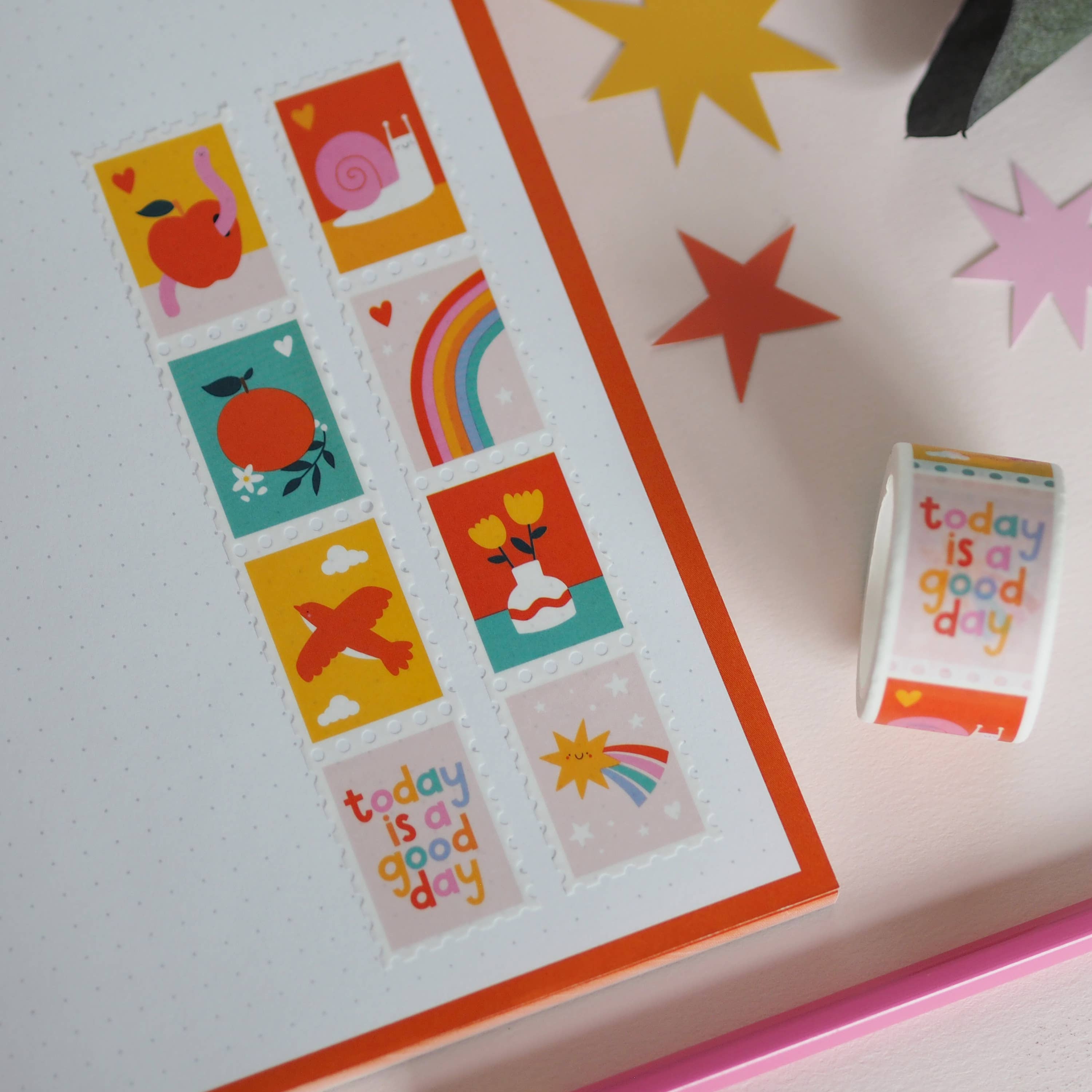 Cute Vibrant Postage Stamp Washi Tape | Nutmeg and Arlo