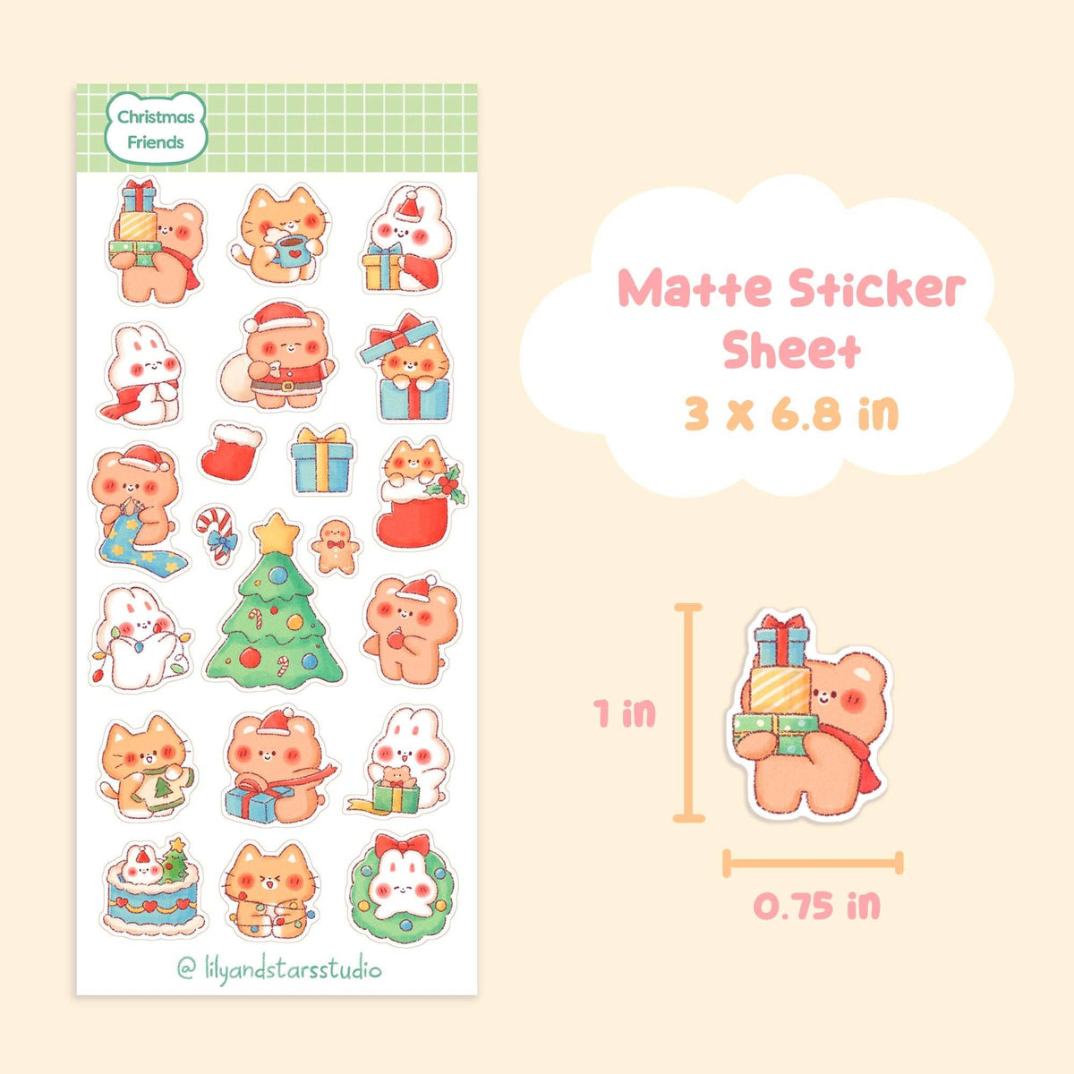 Christmas Friends Sticker Sheet | Lily and Stars Studio