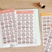 Rabbit Emojis Sticker Sheet no.100 - Papertail Fox