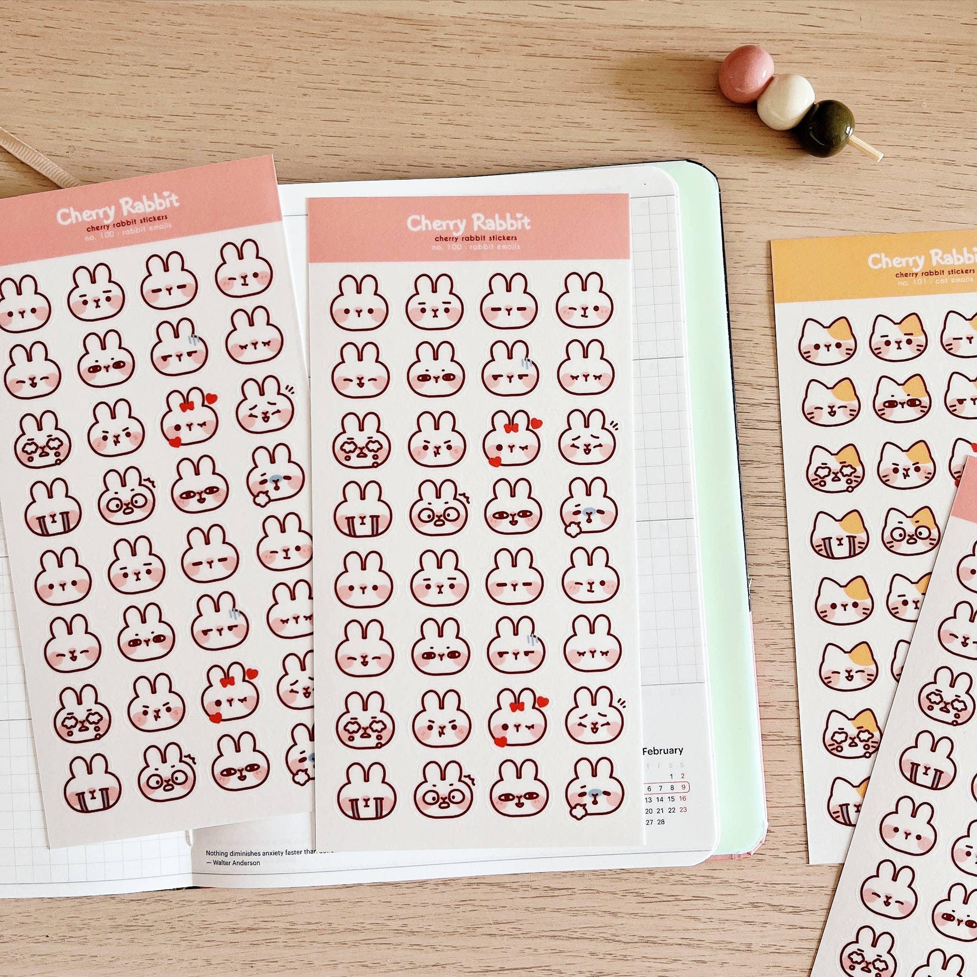 Rabbit Emojis Sticker Sheet no.100 - Papertail Fox