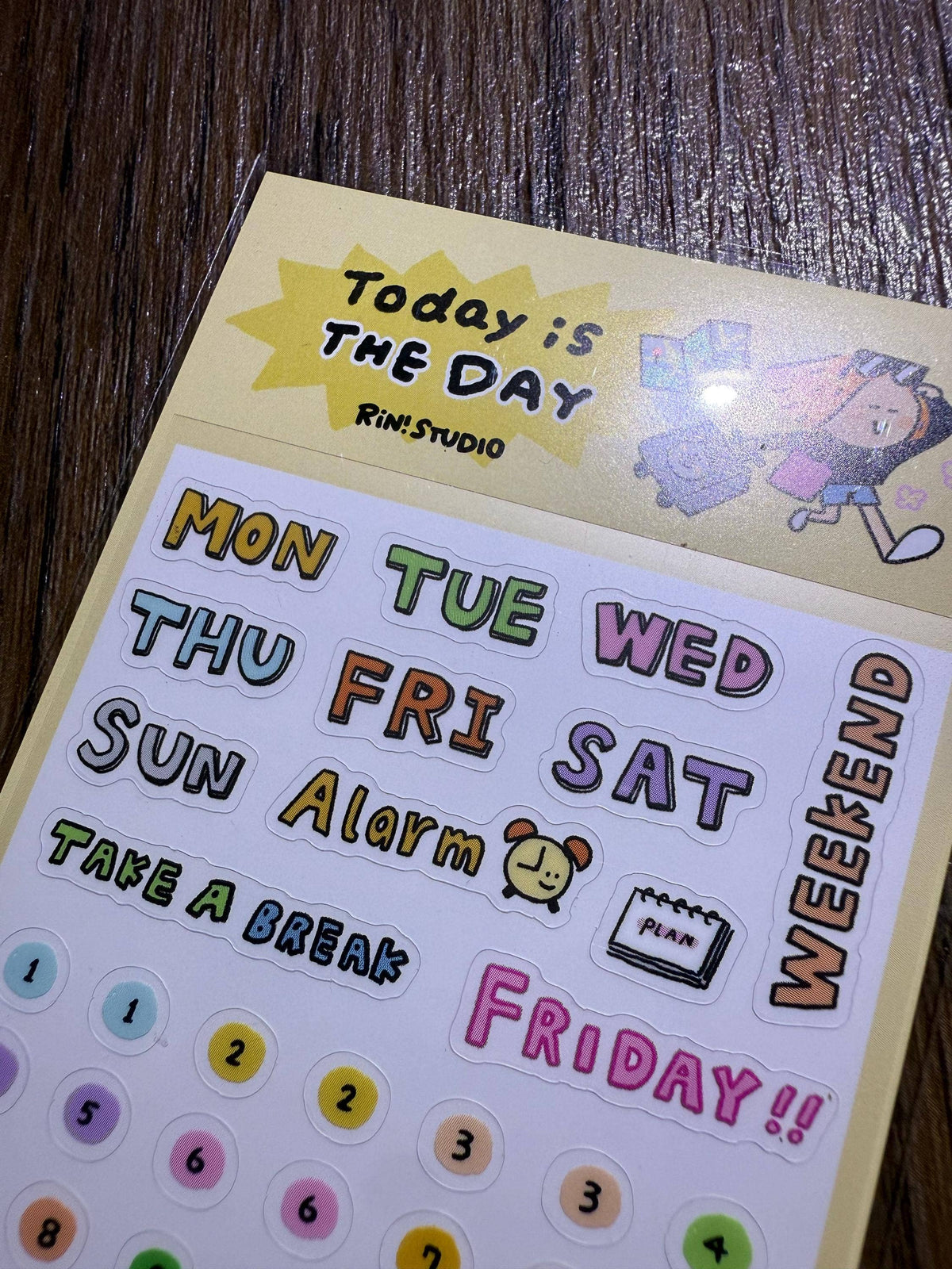Kawaii PVC Stickers: Today is the day, Number Date Week sticker