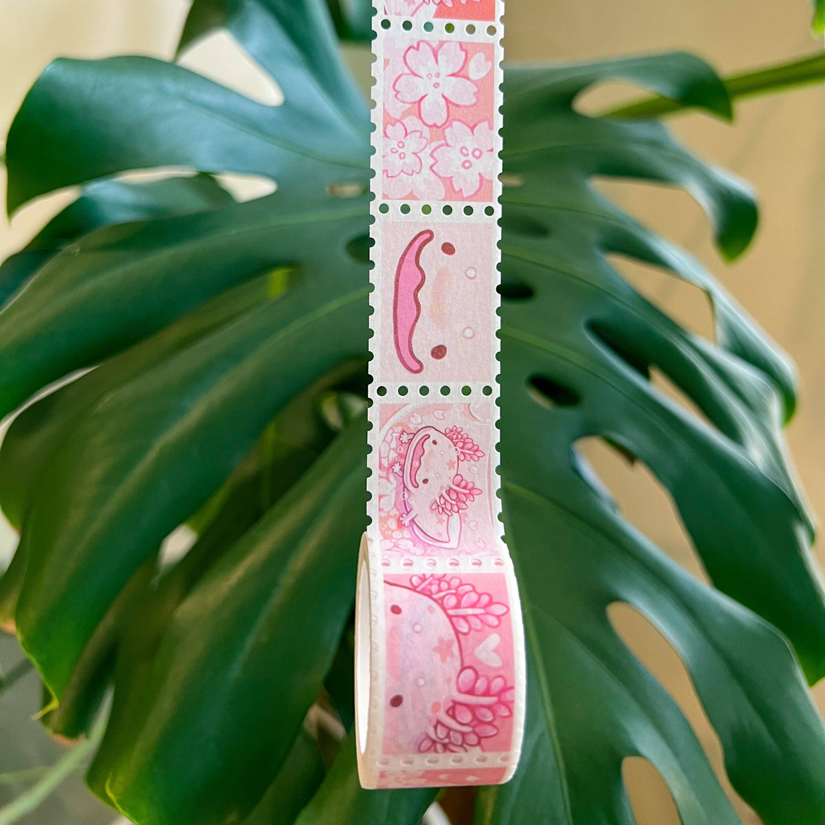 Cherry Blossom Axolotl Stamp Washi Tape | Thousand Skies