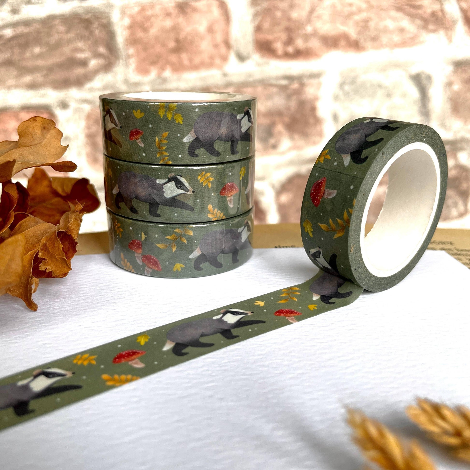 Badger Washi Tape | Ellis Woolley Illustration - Papertail Fox