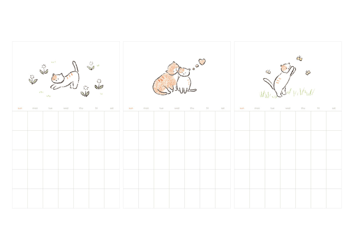 Cozy Cat Monthly Plan 12 Sheet Sticker Set by Suatelier
