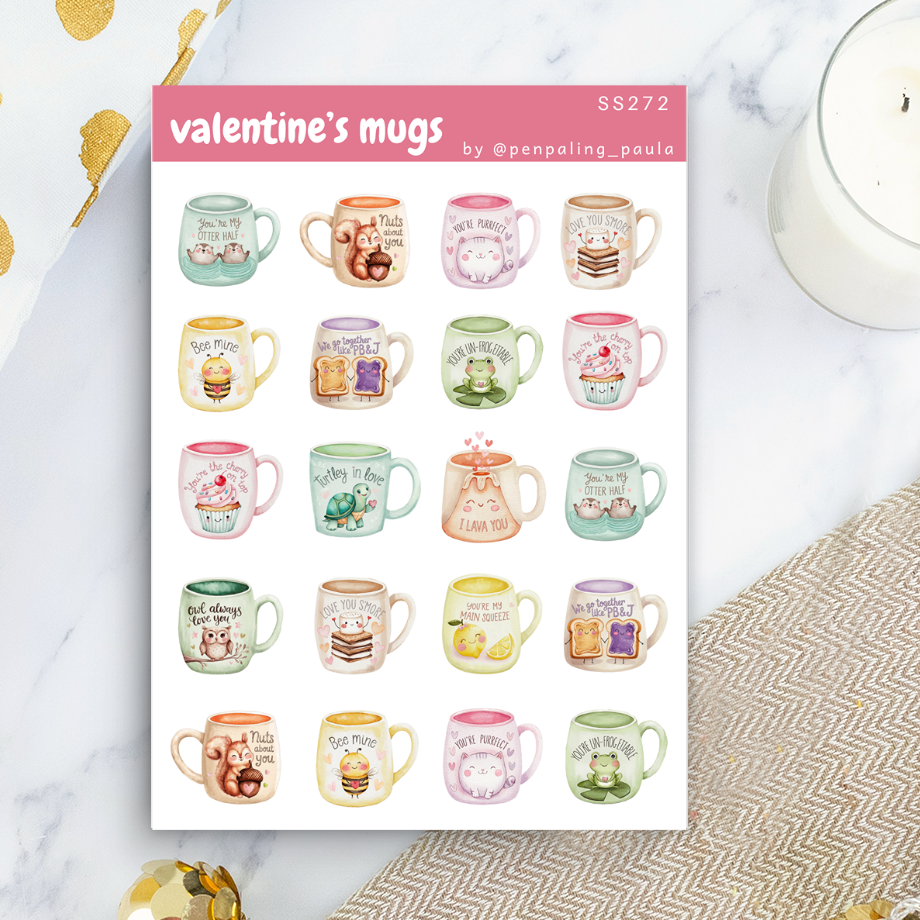 Penpaling Paula: Valentine's Mugs - Sticker Sheet