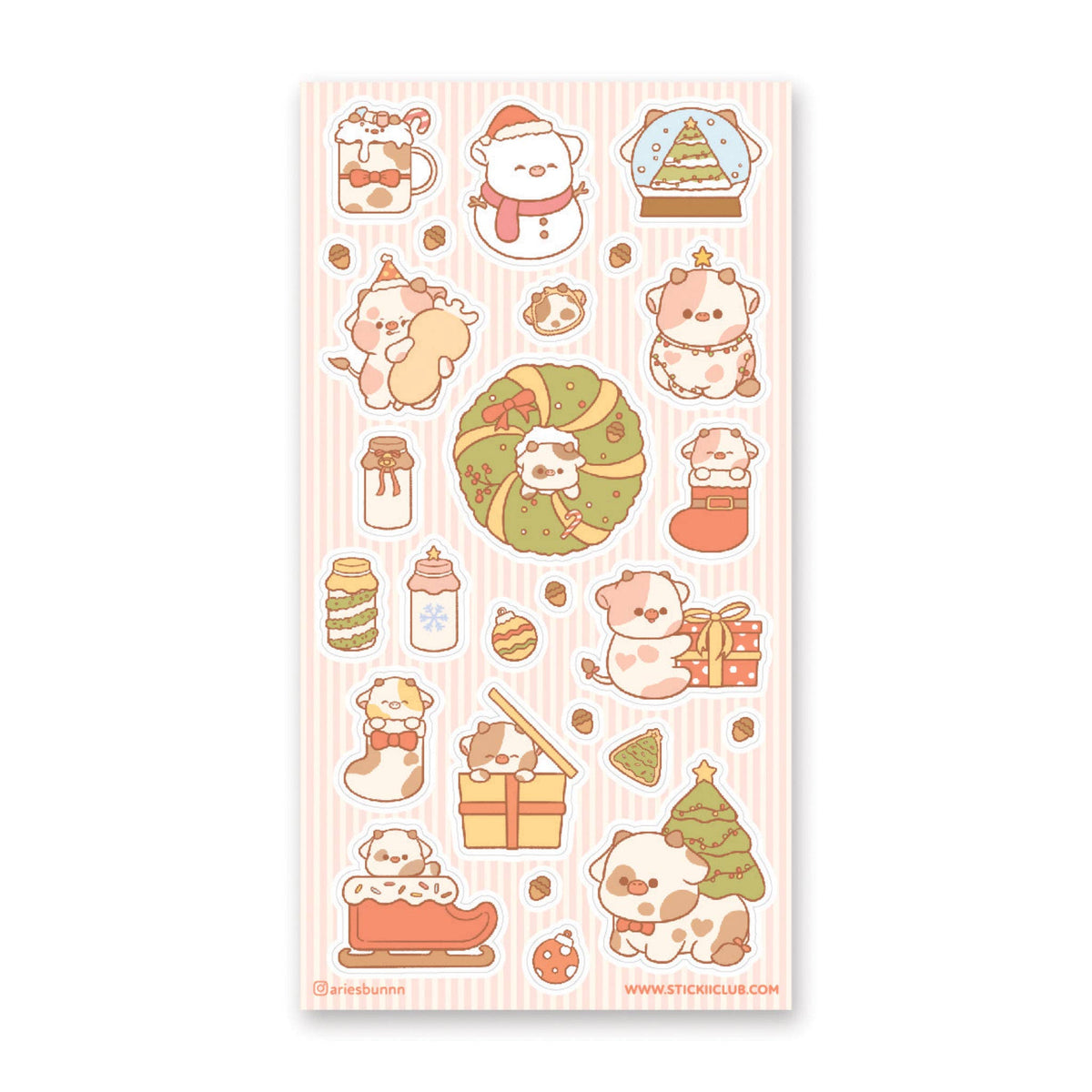 Merry Cowmas Sticker Sheet by Stickii | Papertail Fox