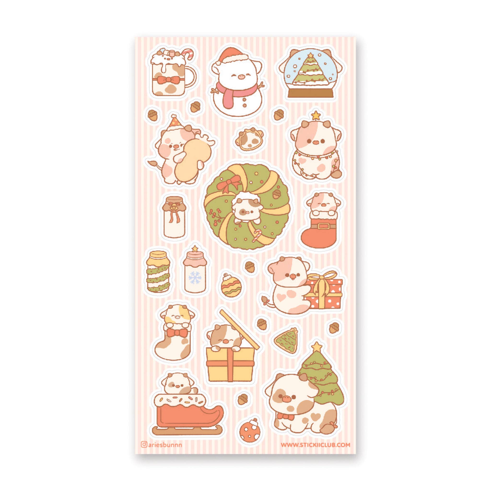Merry Cowmas Sticker Sheet by Stickii | Papertail Fox