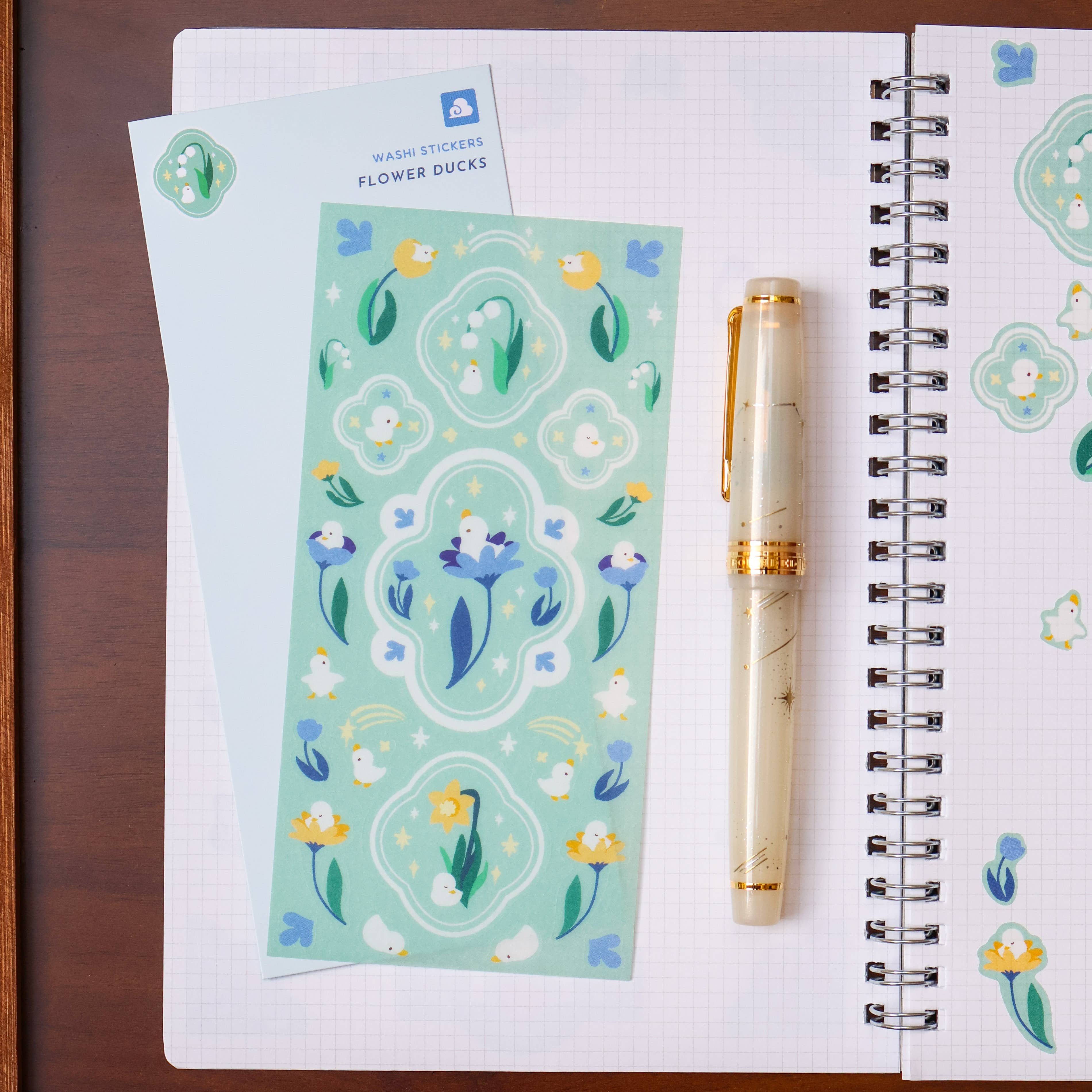 Sticker Sheet (Washi) - Flower Duck