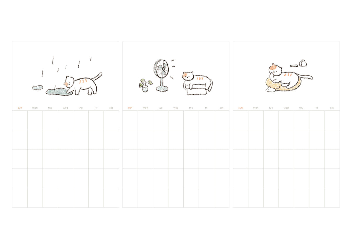 Cozy Cat Monthly Plan 12 Sheet Sticker Set | Suatelier