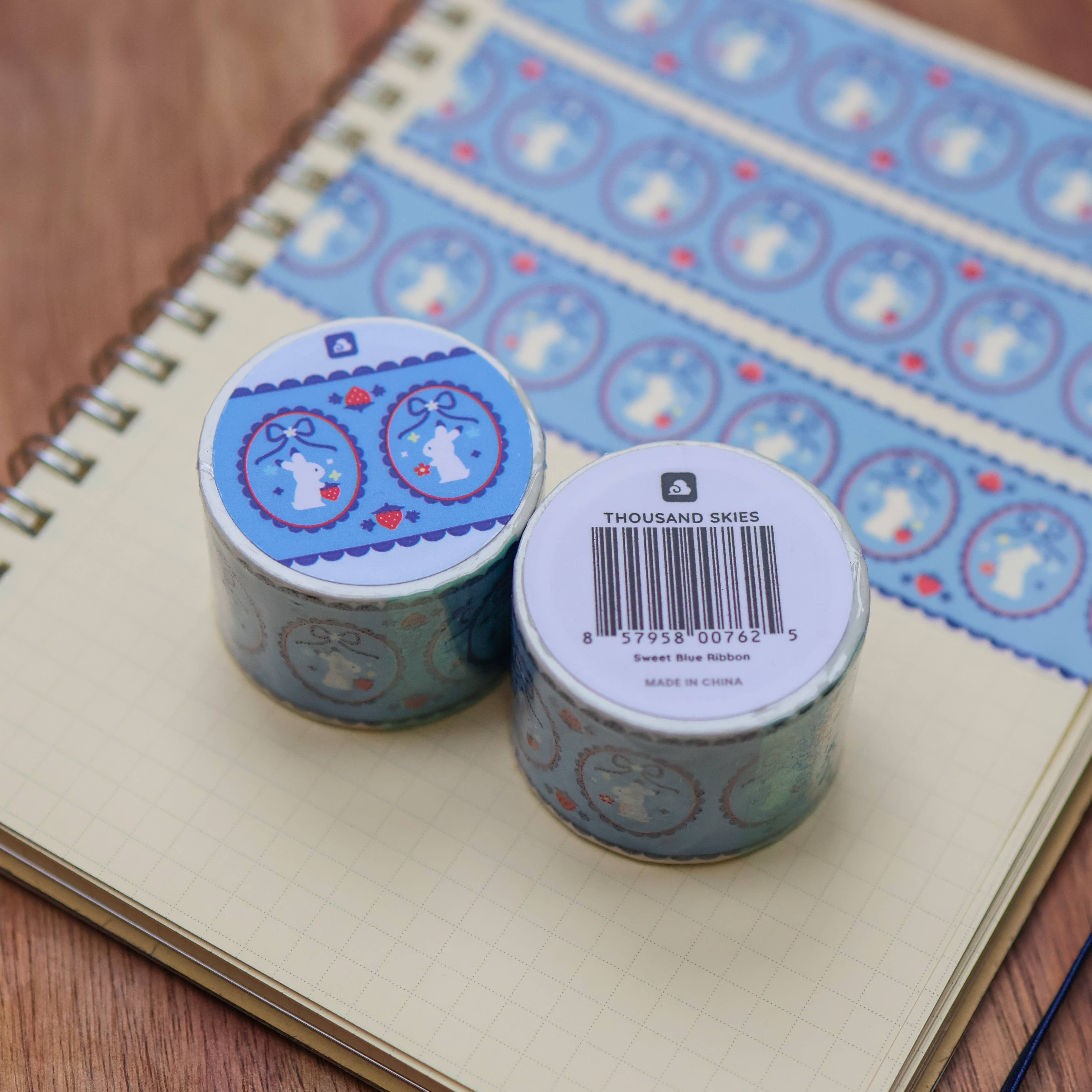 Thousand Skies Sweet Blue Ribbon Washi Tape - 30mm Matte Finish