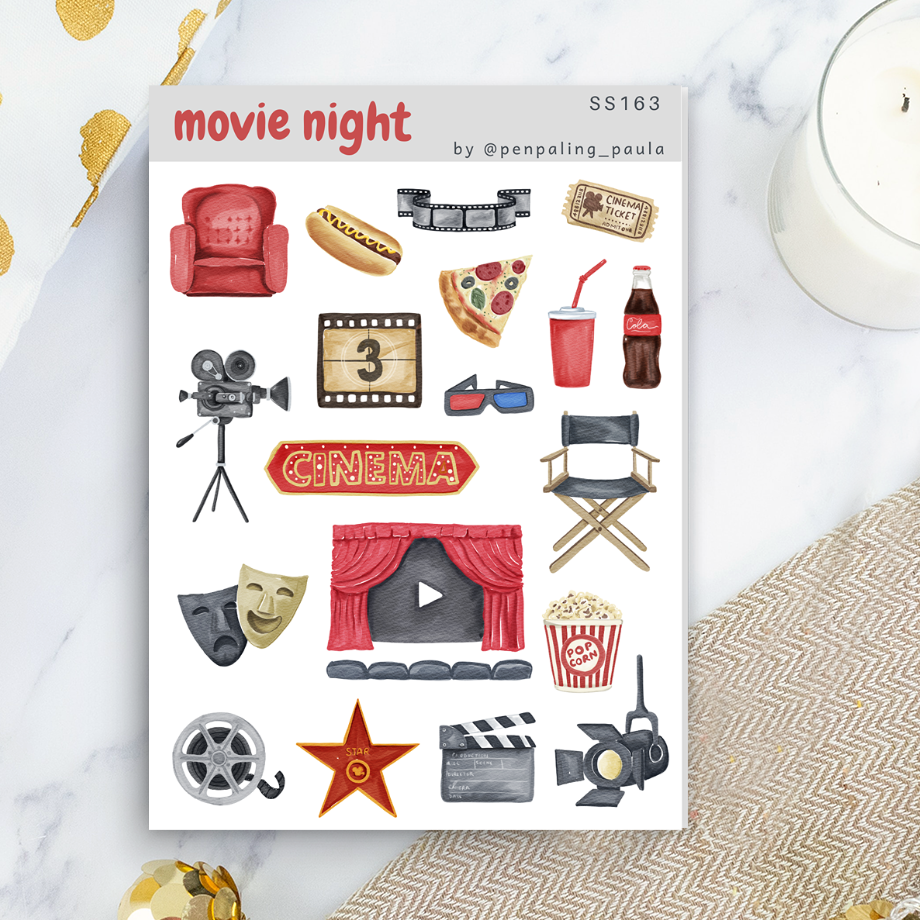 Movie Night Sticker Sheet | Penpaling Paula