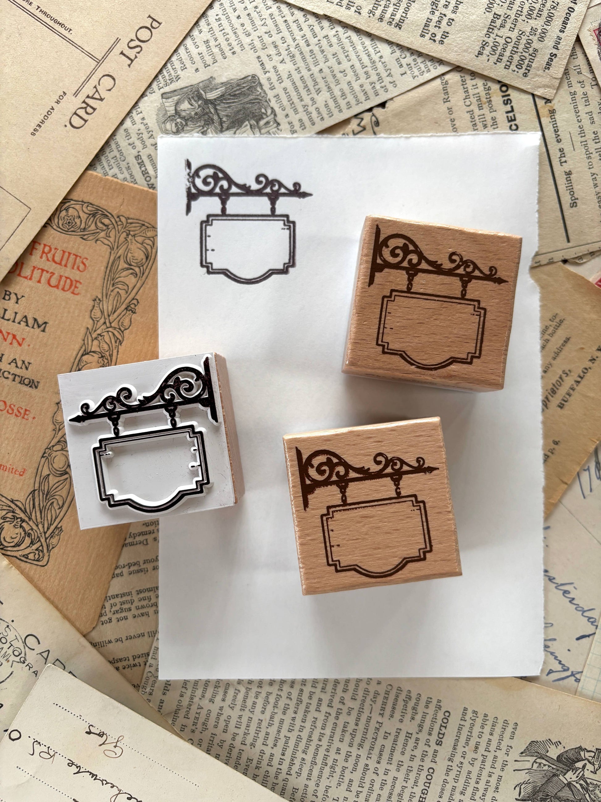 Hanging Shop Sign Rubber Stamp by The Creeping Moon | Papertail Fox