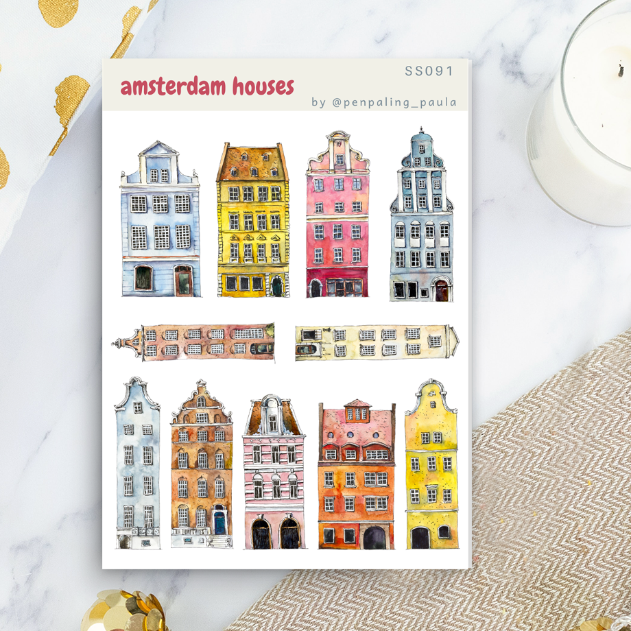 Amsterdam Houses Sticker Sheet by Penpaling Paula | Papertail Fox