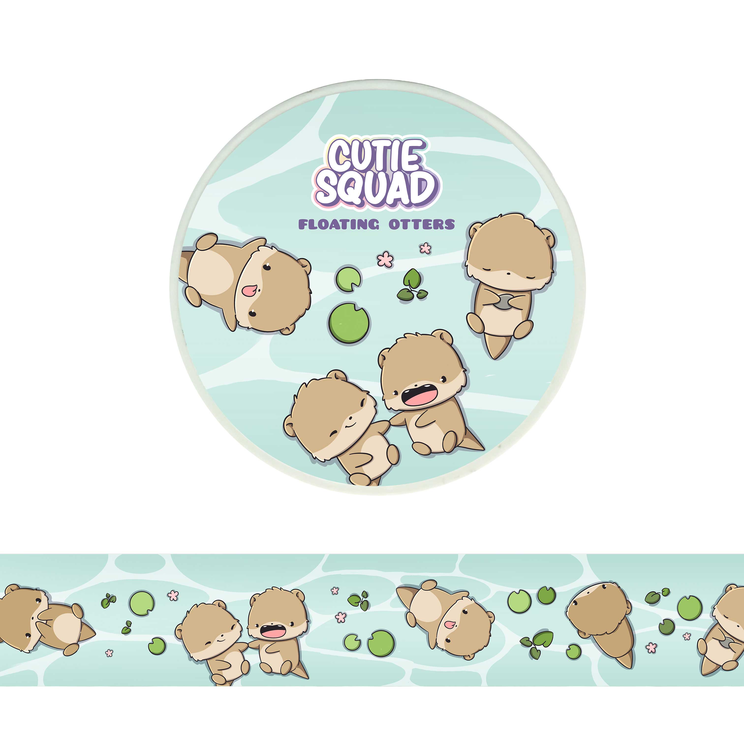 CutieSquad Floating Otters washi tape featuring otters floating on their backs on waves