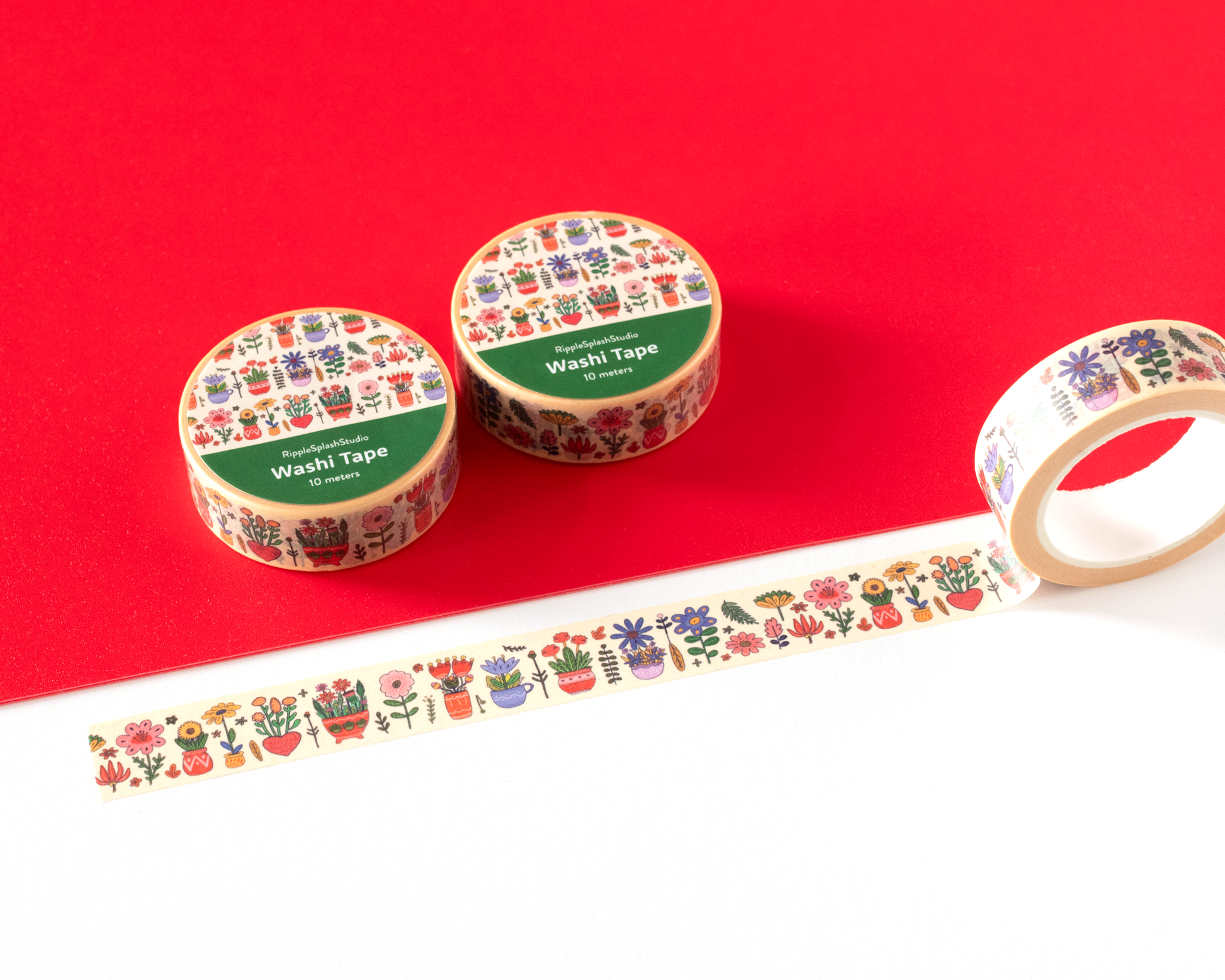 Floral Plant Pots Washi Tape by RippleSplash Studio | Papertail Fox