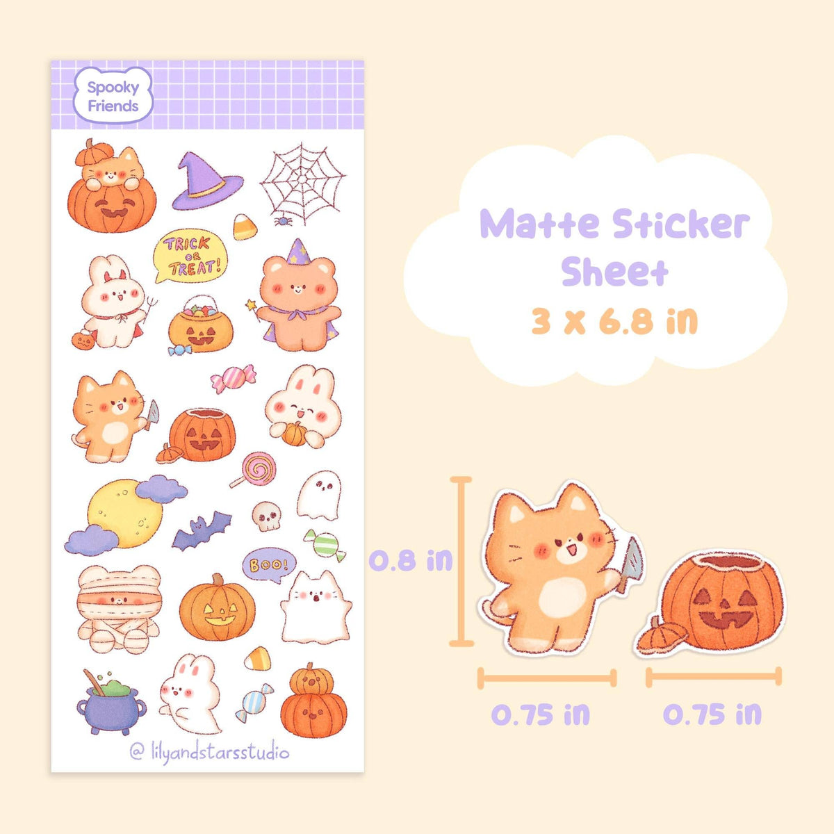 Spooky Friends Sticker Sheet | Lily and Stars Studio