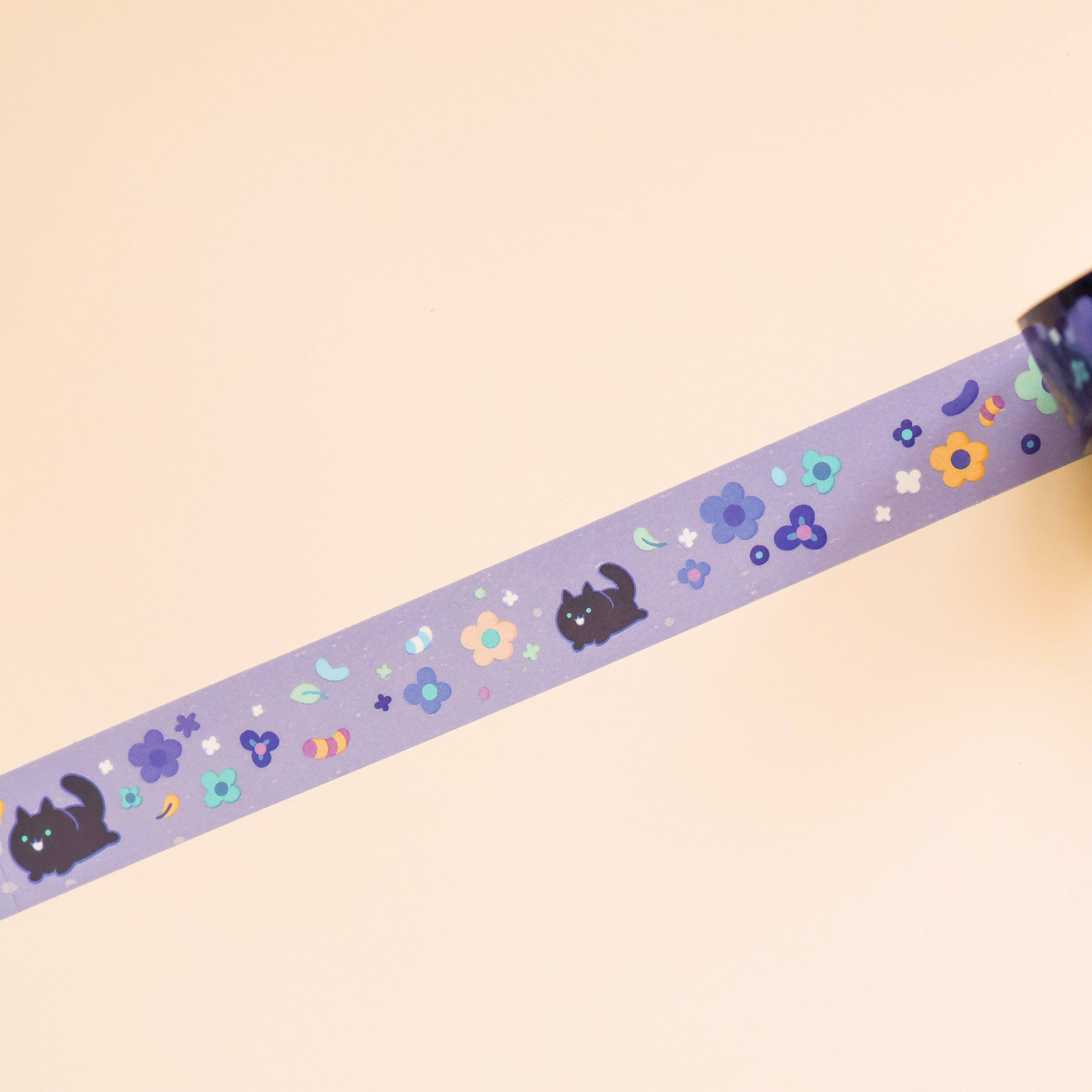 Floral Black Cat Clear PET Tape by Thousand Skies | Papertail Fox