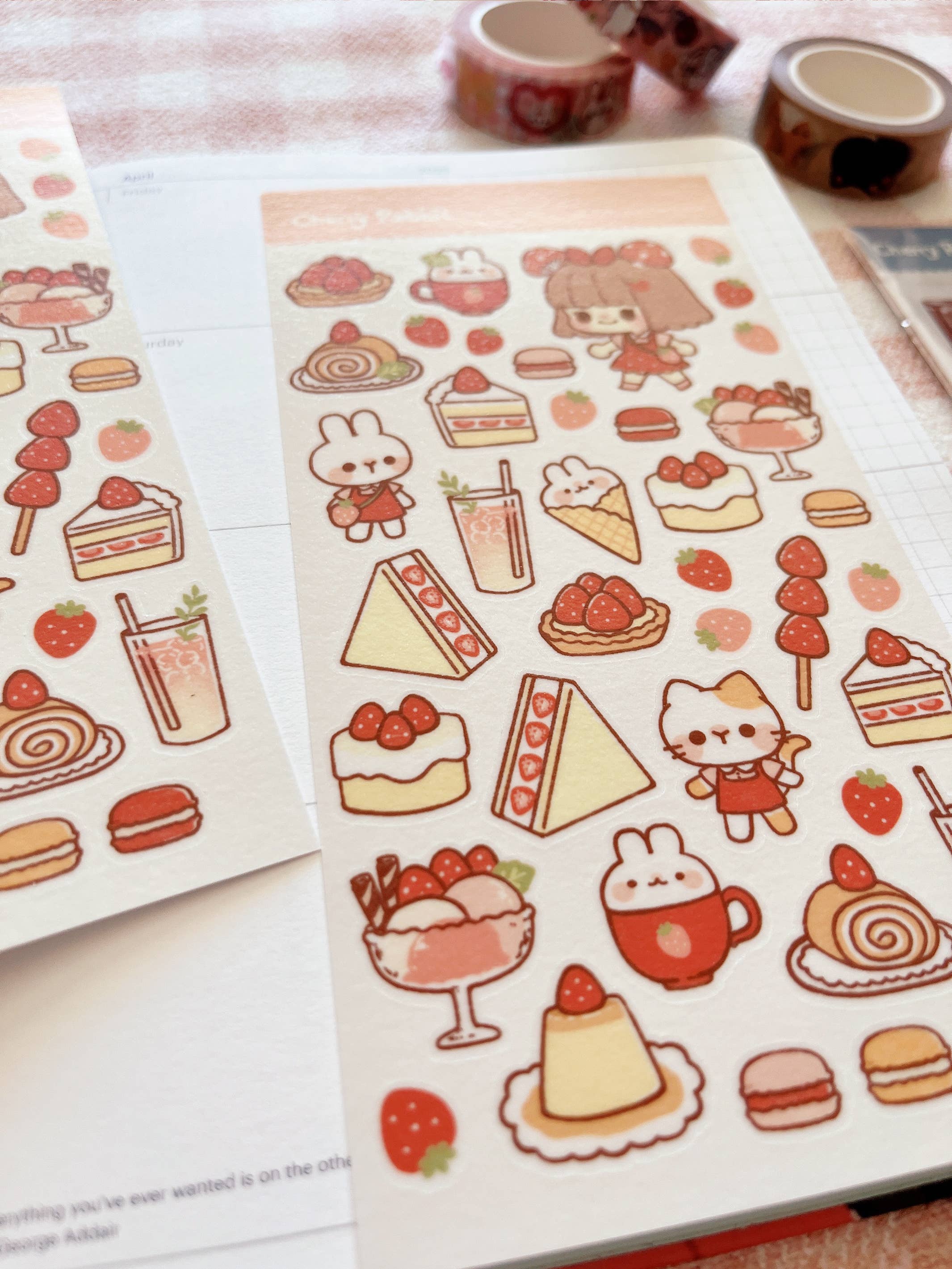 Strawberry Cafe Sticker Sheet no.098 by Cherry Rabbit | Papertail Fox