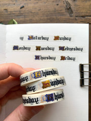 Days of the Week Washi Tape, Medieval by The Creeping Moon | Papertail Fox