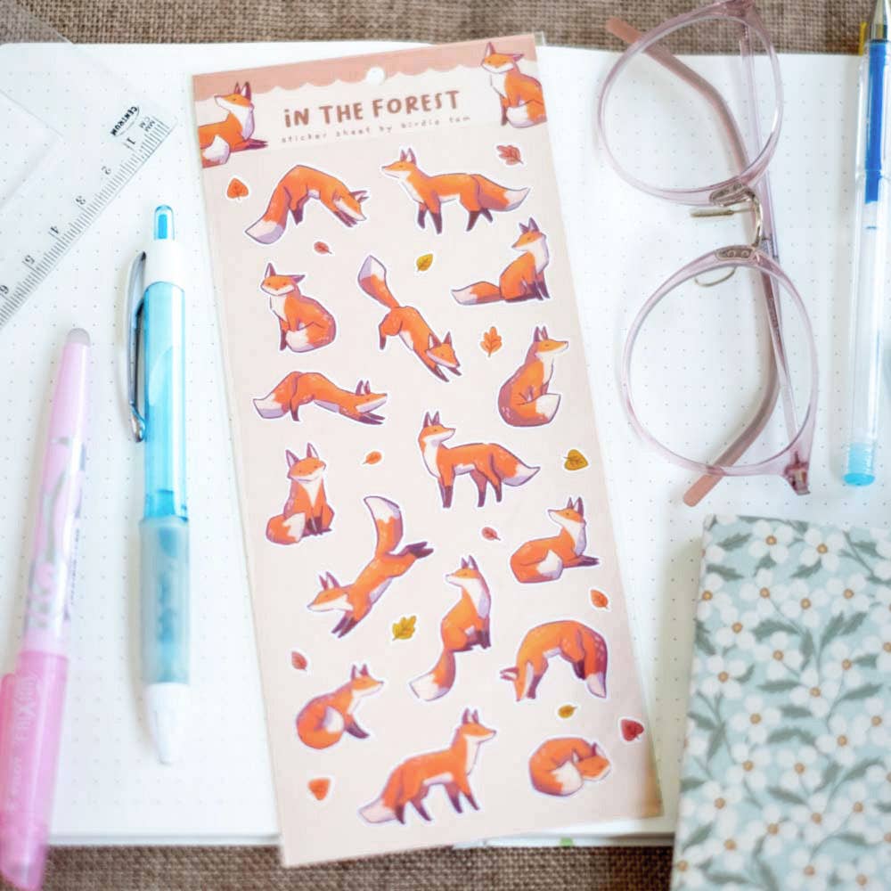 Foxes in the Forest Sticker Sheet | Birdie Tam