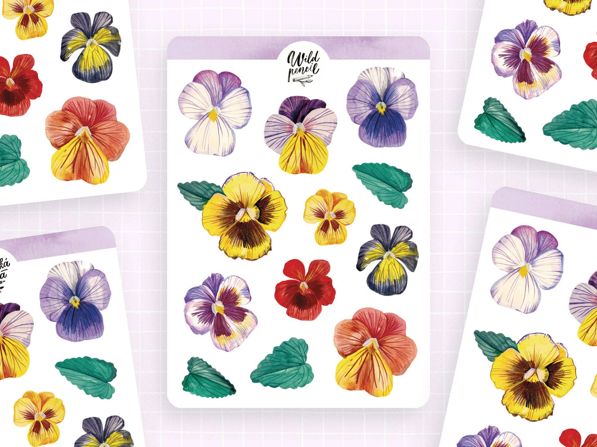 Pansies Sticker Sheet by Wild Pencil Studio | Papertail Fox