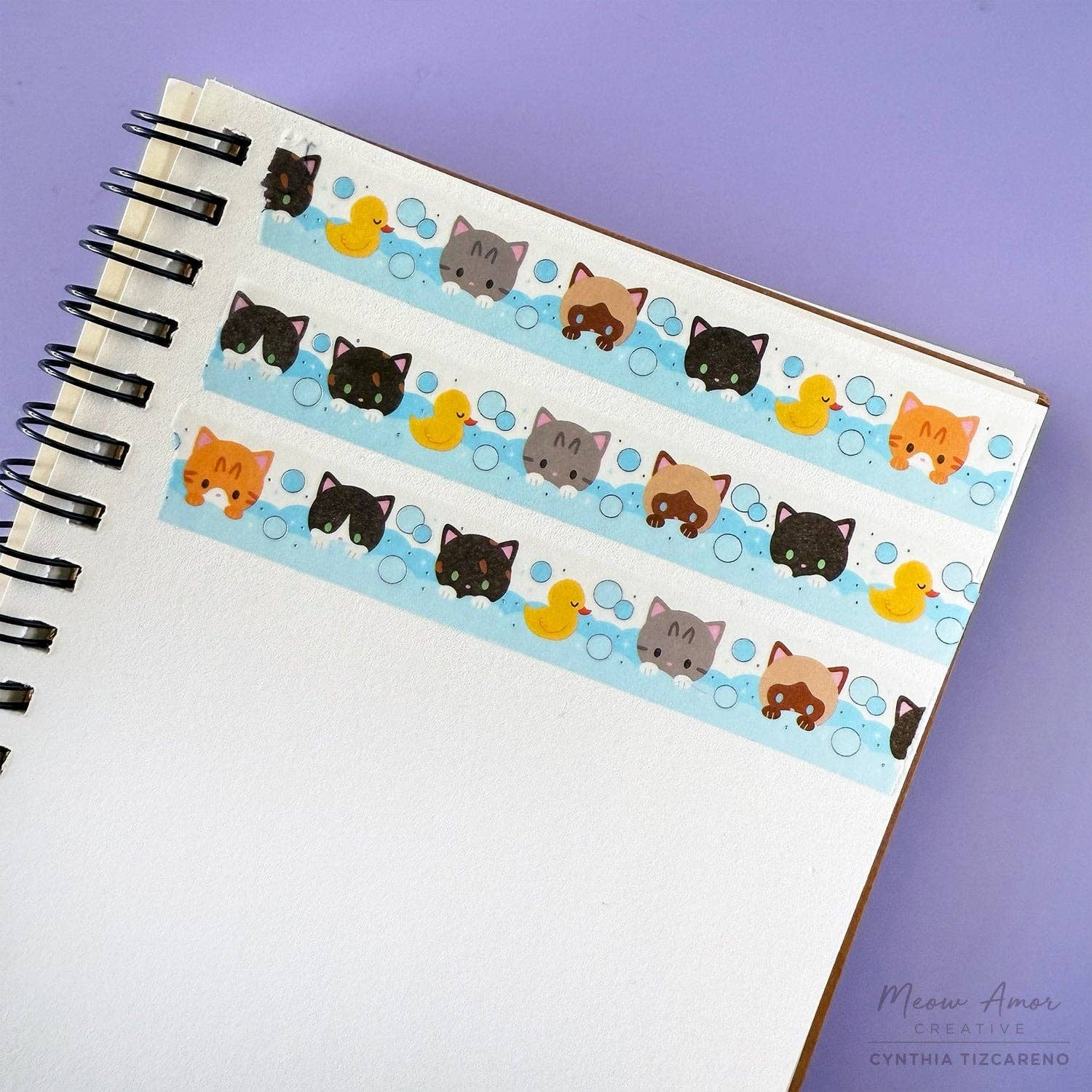 Bubble Bath Cats Holo Foil Washi Tape by Meow Amor Creative | Papertail Fox