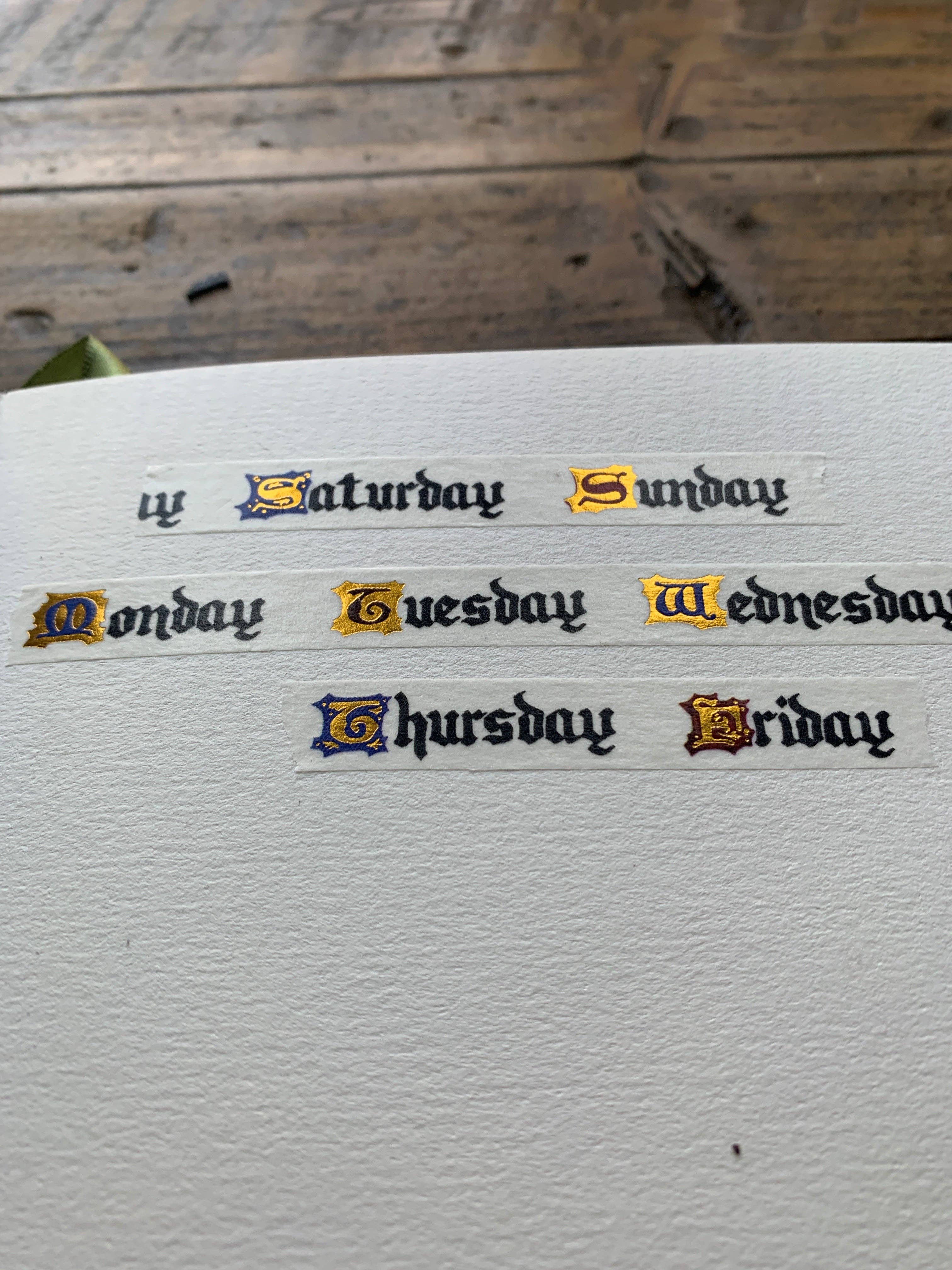 Days of the Week Washi Tape, Medieval | The Creeping Moon