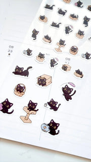 Luna the Black Cat Sticker Sheet | Kubo and Lucy - Papertail Fox