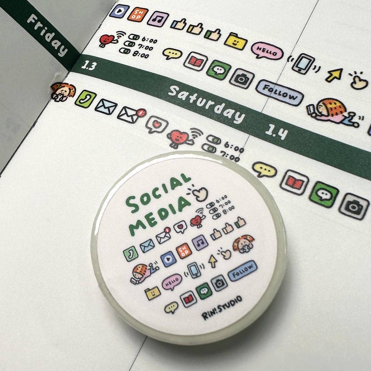 Social Media Mini Washi Tape by RiN! Studio | Papertail Fox