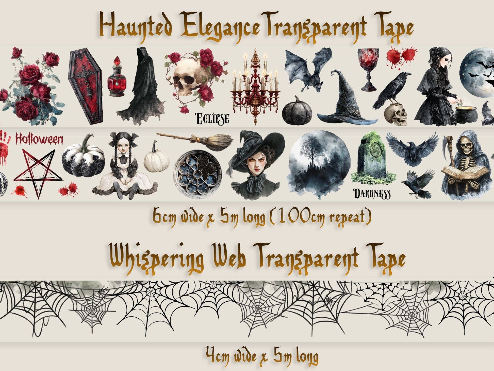 Haunted Transparent Tape Set of 2 by CoraCreaCrafts | Papertail Fox