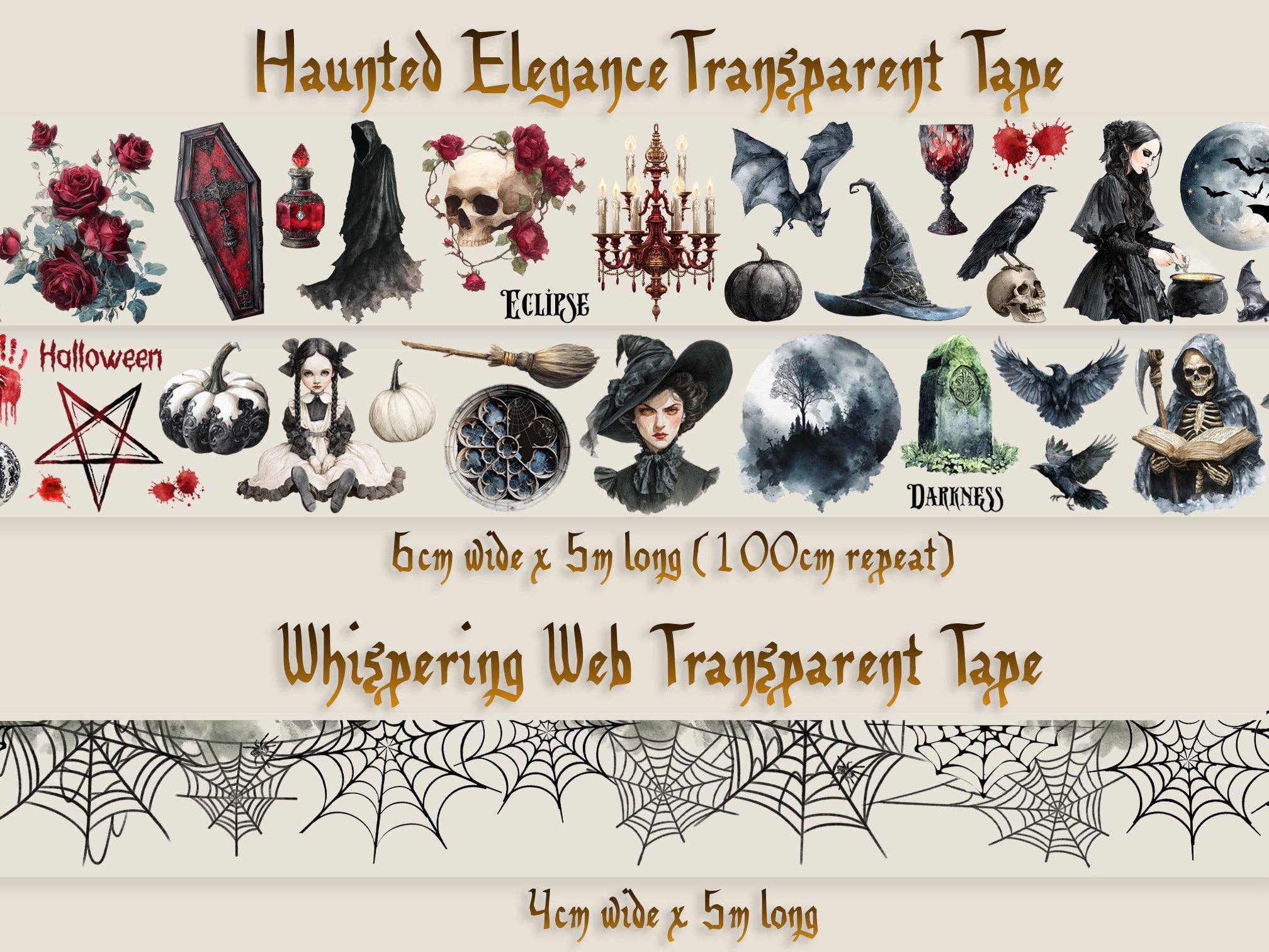 Haunted Transparent Tape Set of 2 by CoraCreaCrafts | Papertail Fox