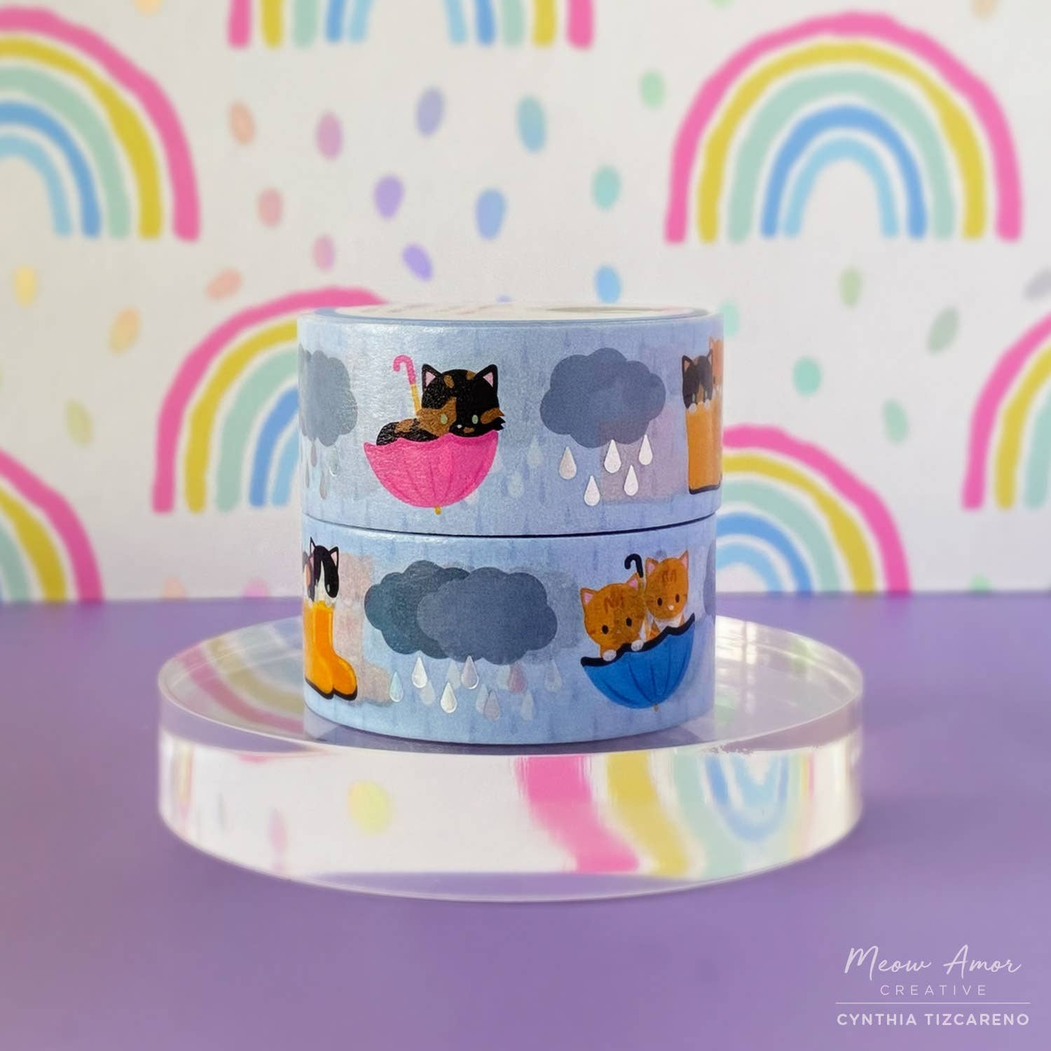 Rainy Day Cats Holo Foil Washi Tape by Meow Amor Creative | Papertail Fox