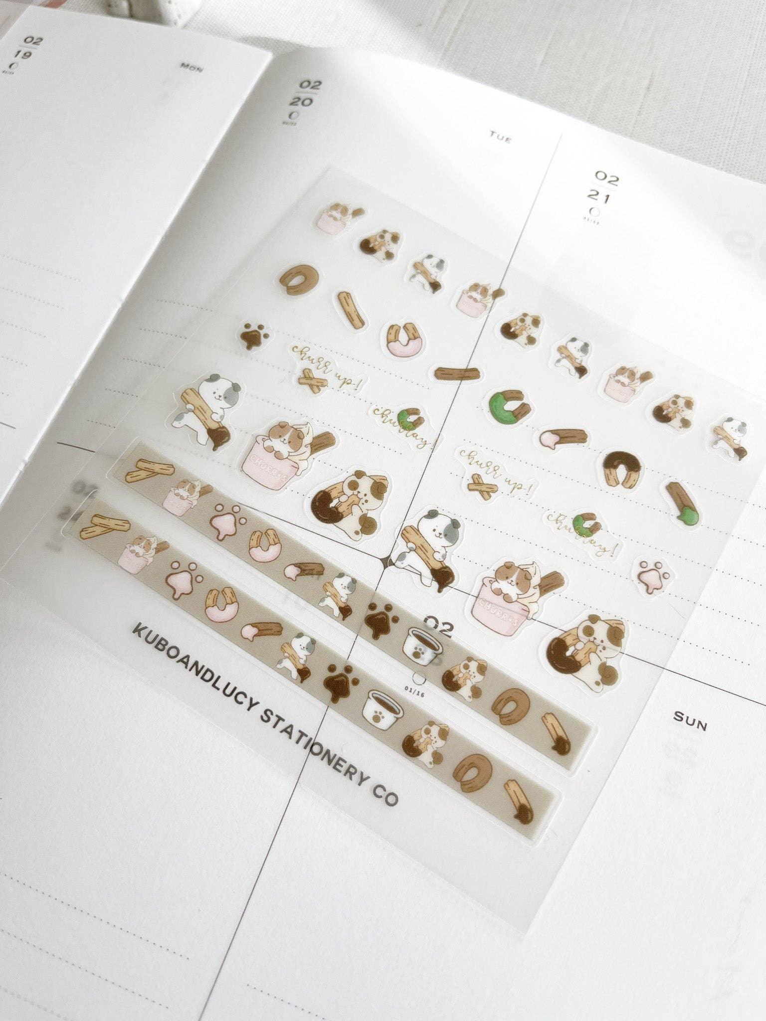 Cute Cats & Dog Clear Sticker Sheet | Kubo and Lucy - Papertail Fox