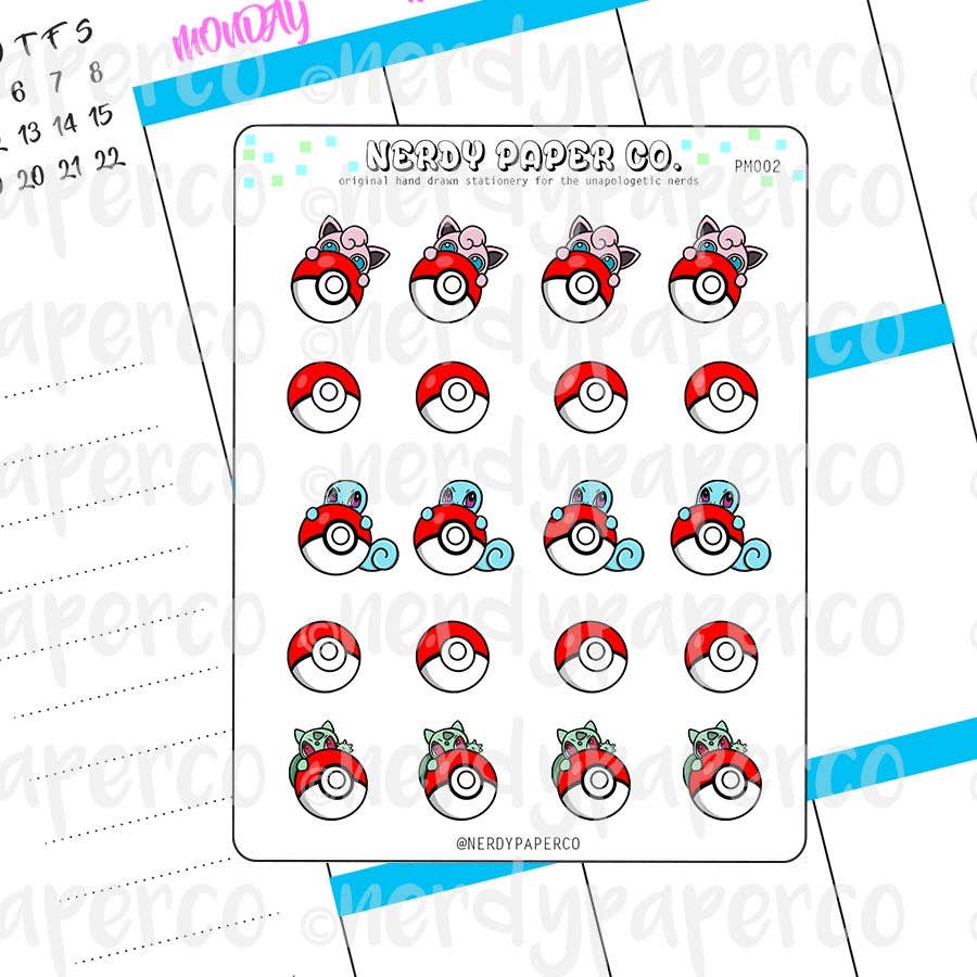 PEEKING POKEMON - Hand Drawn Planner Stickers Deco | PM002
