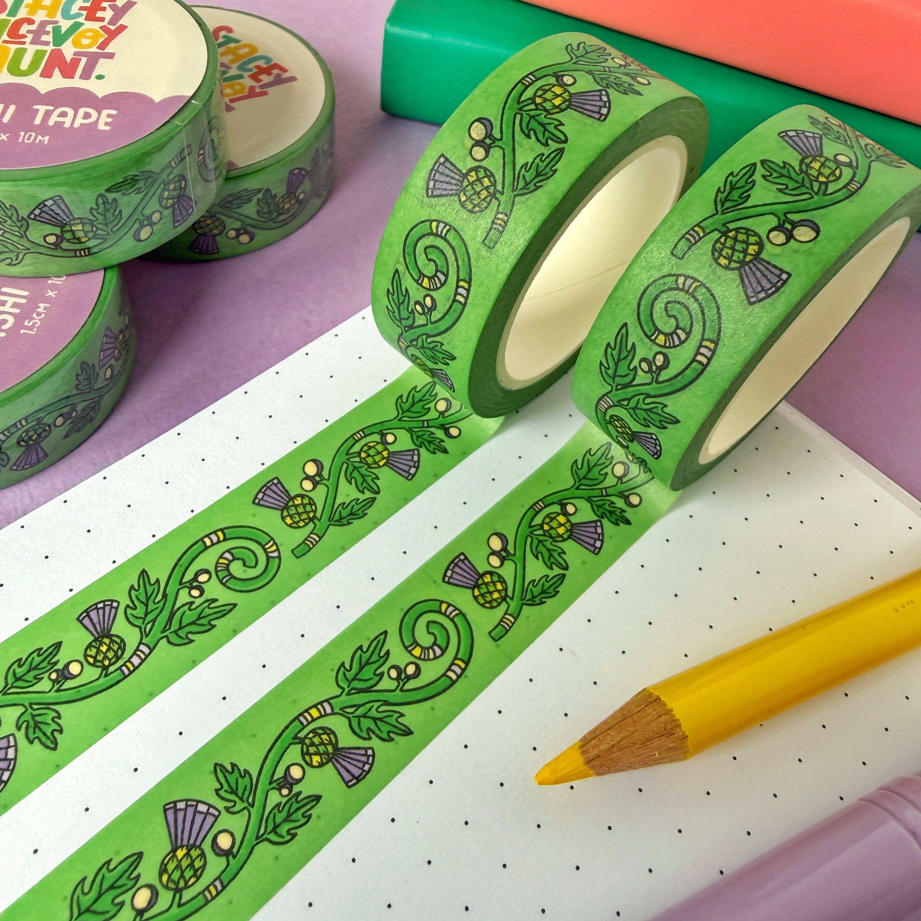 Thistle washi tape by Stacey McEvoy Caunt | green and purple thistle pattern | Papertail Fox