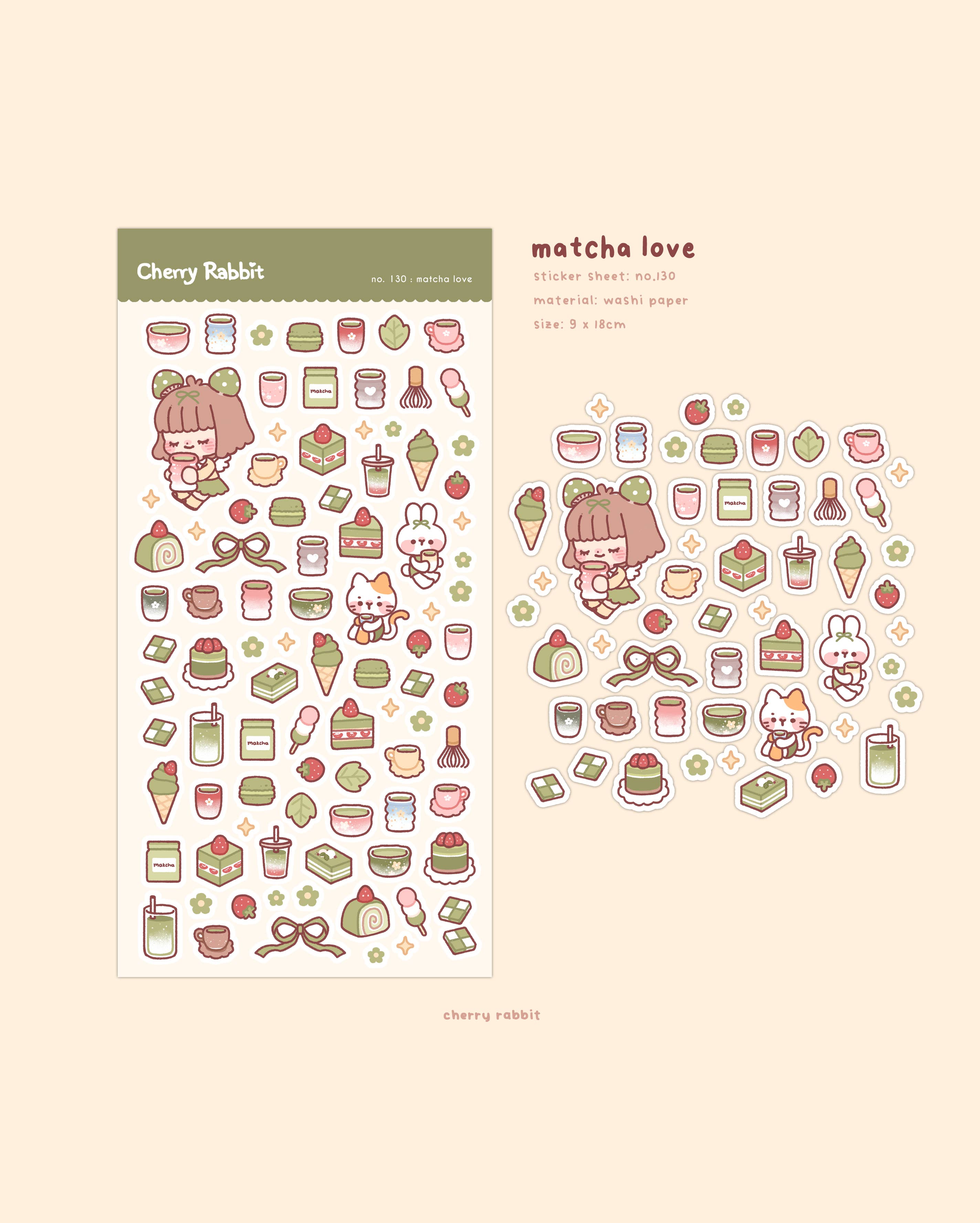 Matcha Love Sticker Sheet no.120 by Cherry Rabbit | Papertail Fox