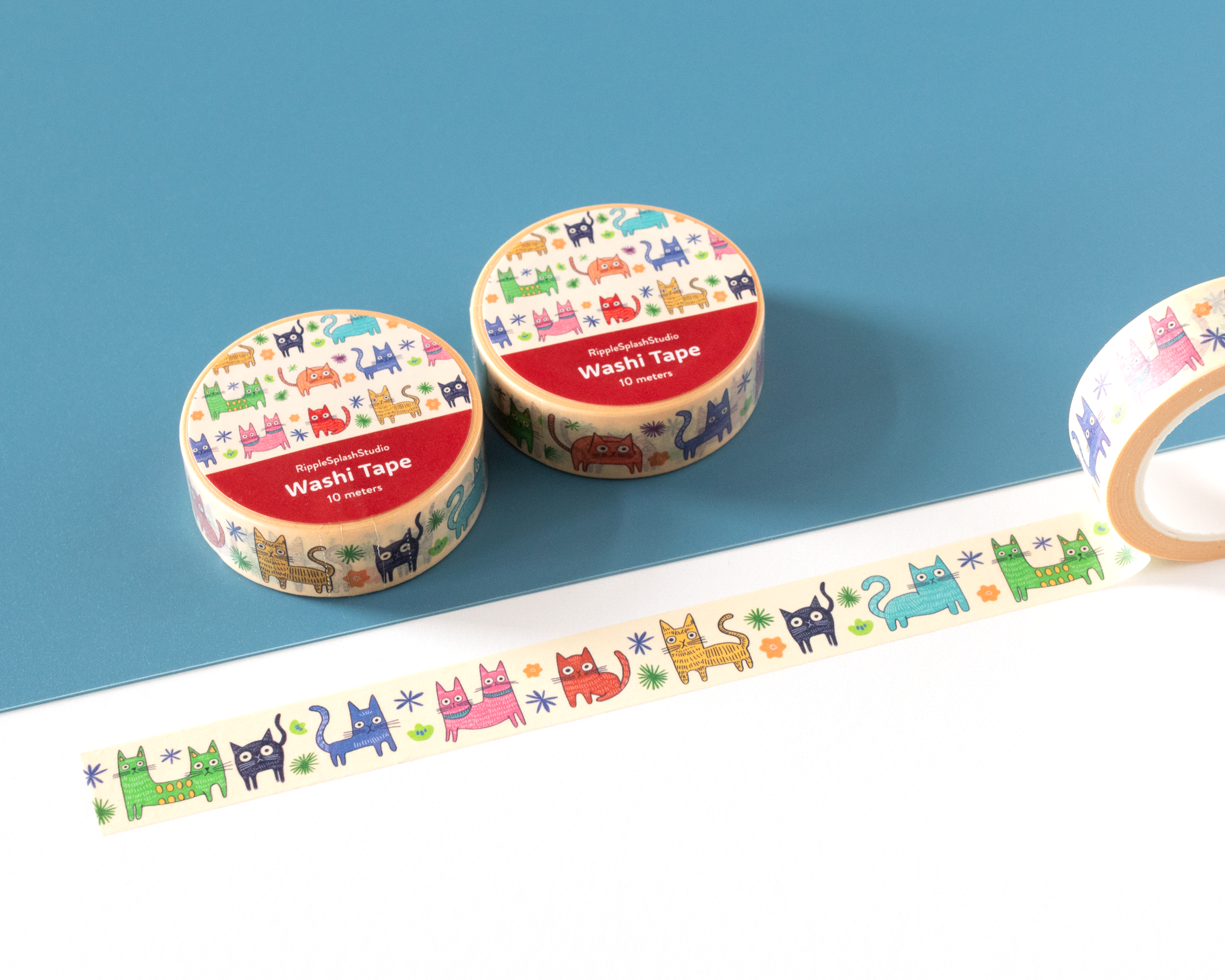 Colorful Cats Washi Tape by RippleSplash Studio | Papertail Fox