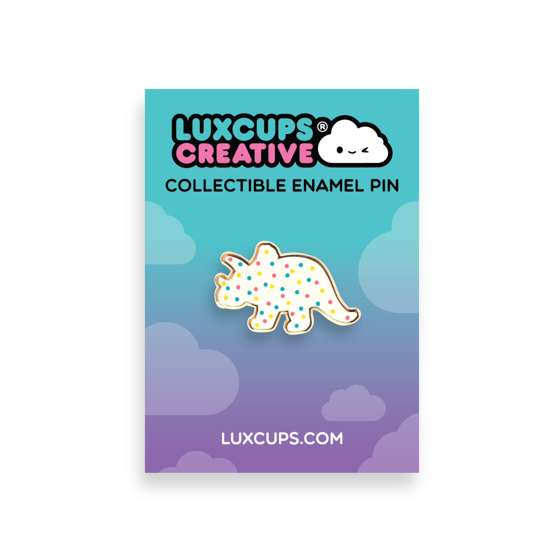 Triceratops Cookie Enamel Pin | LuxCups Creative