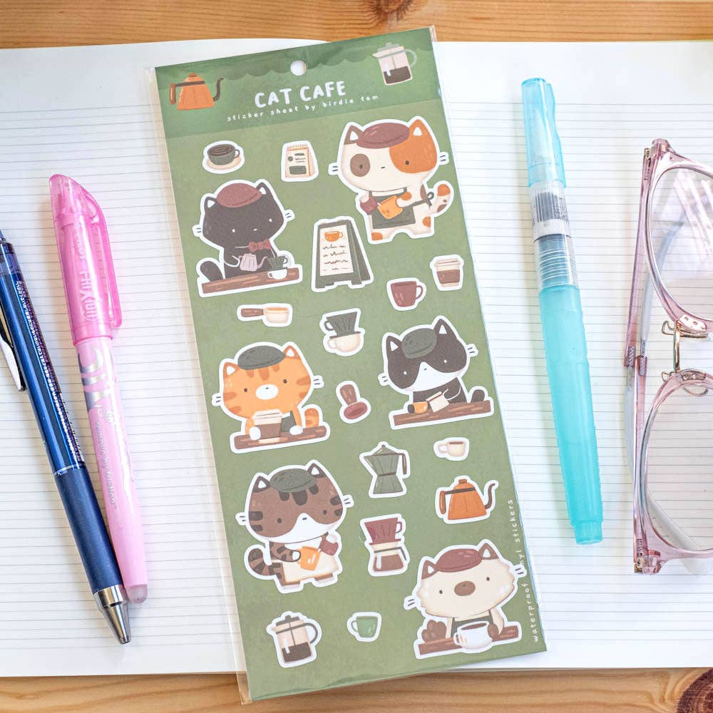 Cat Cafe Sticker Sheet | Birdie Tam