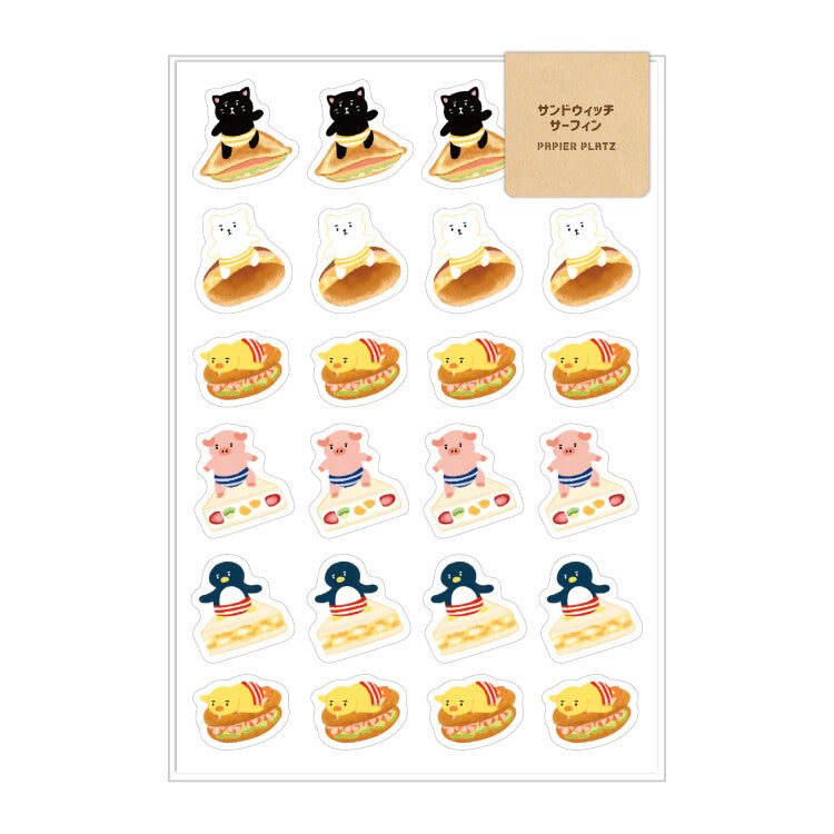 Sandwich Surfing Kawaii Sticker Sheet | Aoyoshi