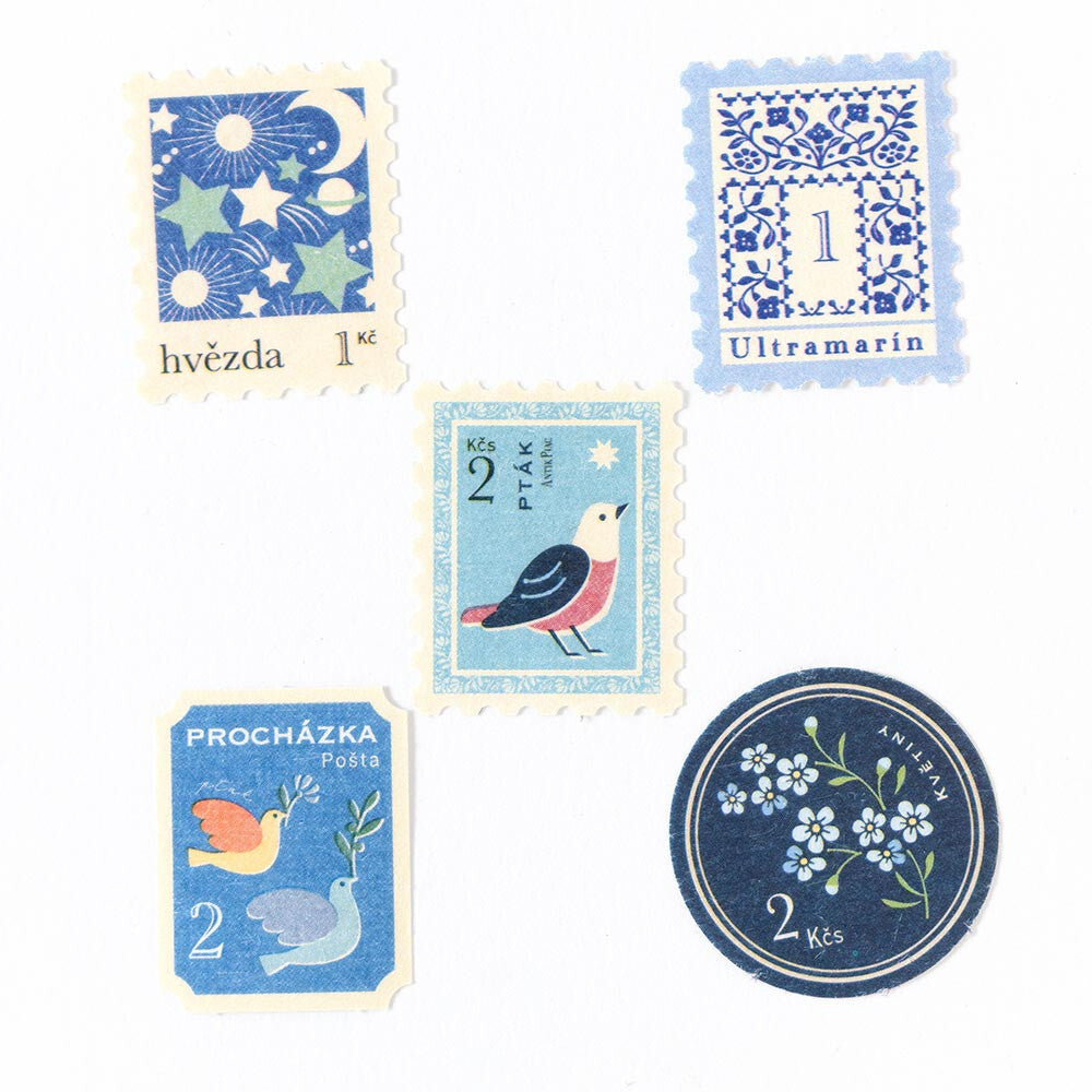 Antique Stamp Flake Stickers, Blue by NB Co | Papertail Fox