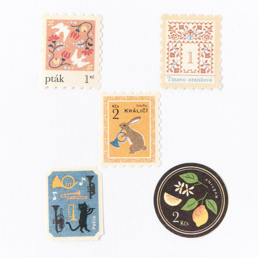 Antique Stamp Flake Stickers, Yellow by NB Co | Papertail Fox