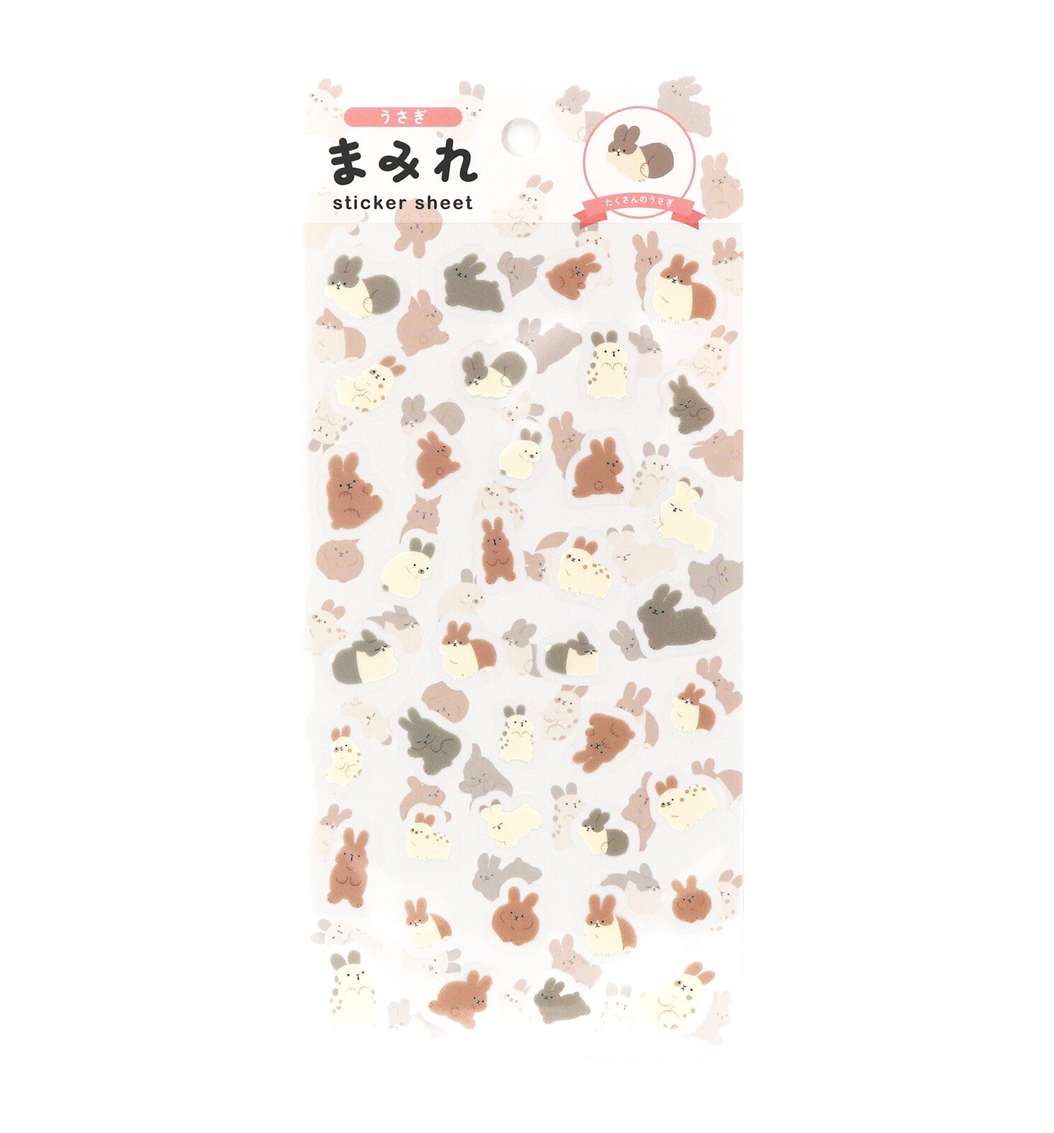 Rabbits sticker sheet from the All Rabbits Mini Kit, clear PET stickers | Papertail Fox