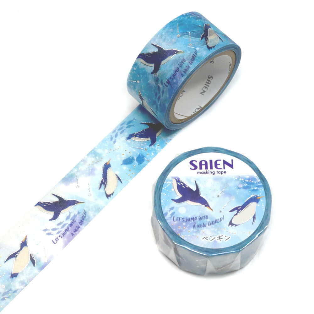 Penguin Marine Life Foil Washi Tape | Kamiiso SAIEN