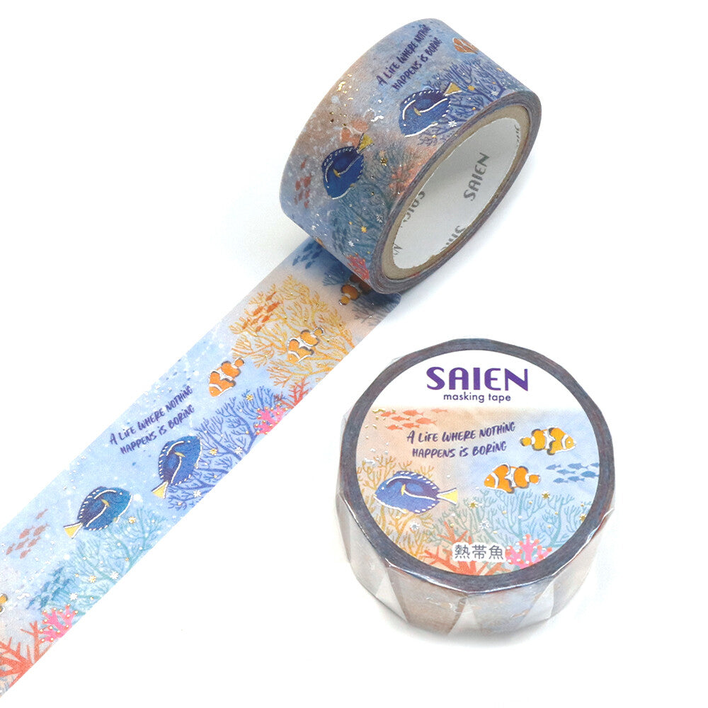 Tropical Fish Marine Life Foil Washi Tape | Kamiiso SAIEN