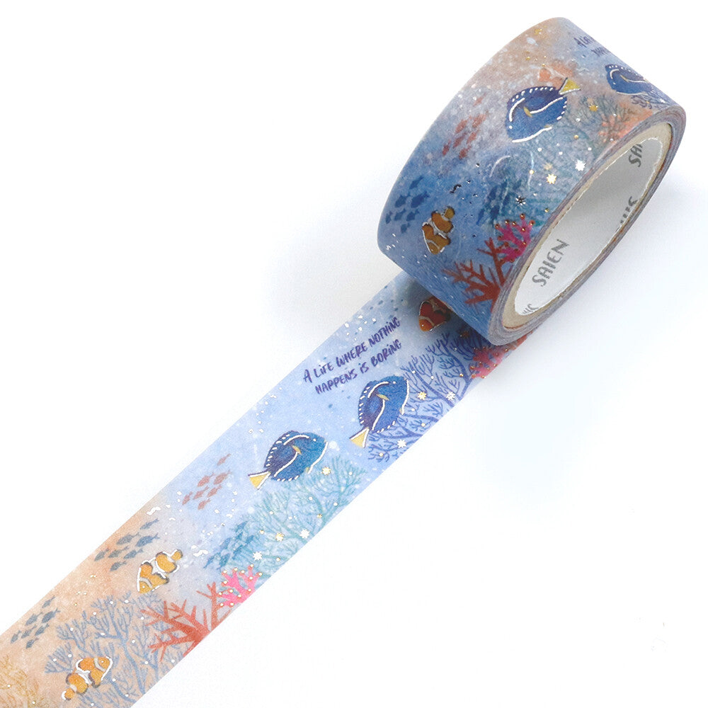 Tropical Fish Marine Life Foil Washi Tape | Kamiiso SAIEN