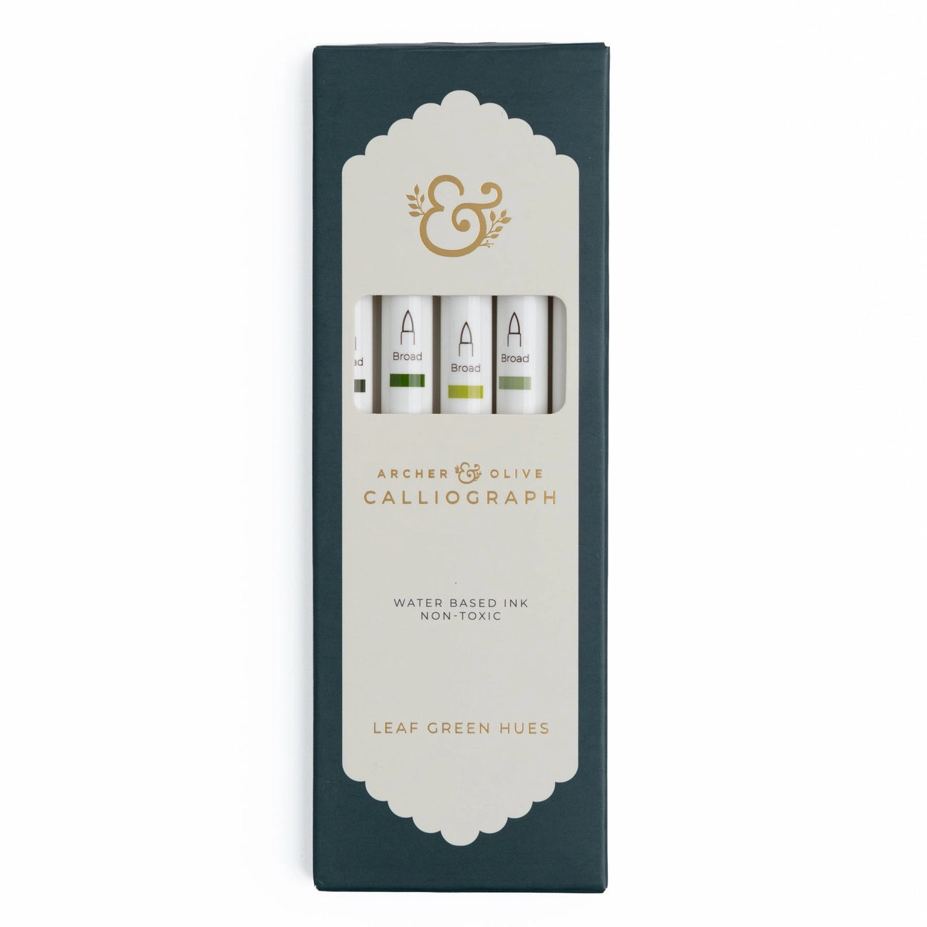 Leaf Green Hues Calliograph Set of 5 | Archer & Olive