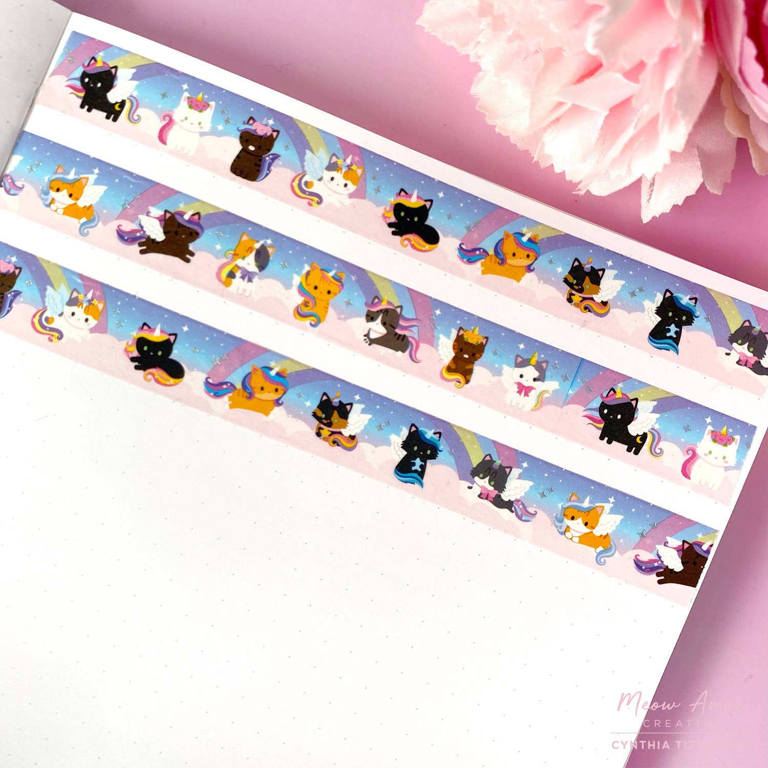 Unicorn Pegasus Cats Holo Foil Washi Tape | Meow Amor Creative