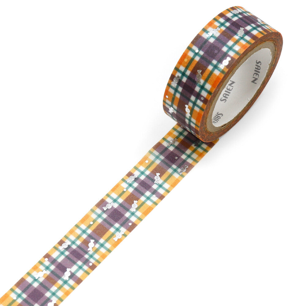 Halloween Check Silver Foil Washi Tape | Kamiiso SAIEN