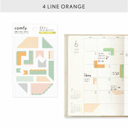 Comfy Line Orange Translucent Planner Stickers | Iroha Publishing